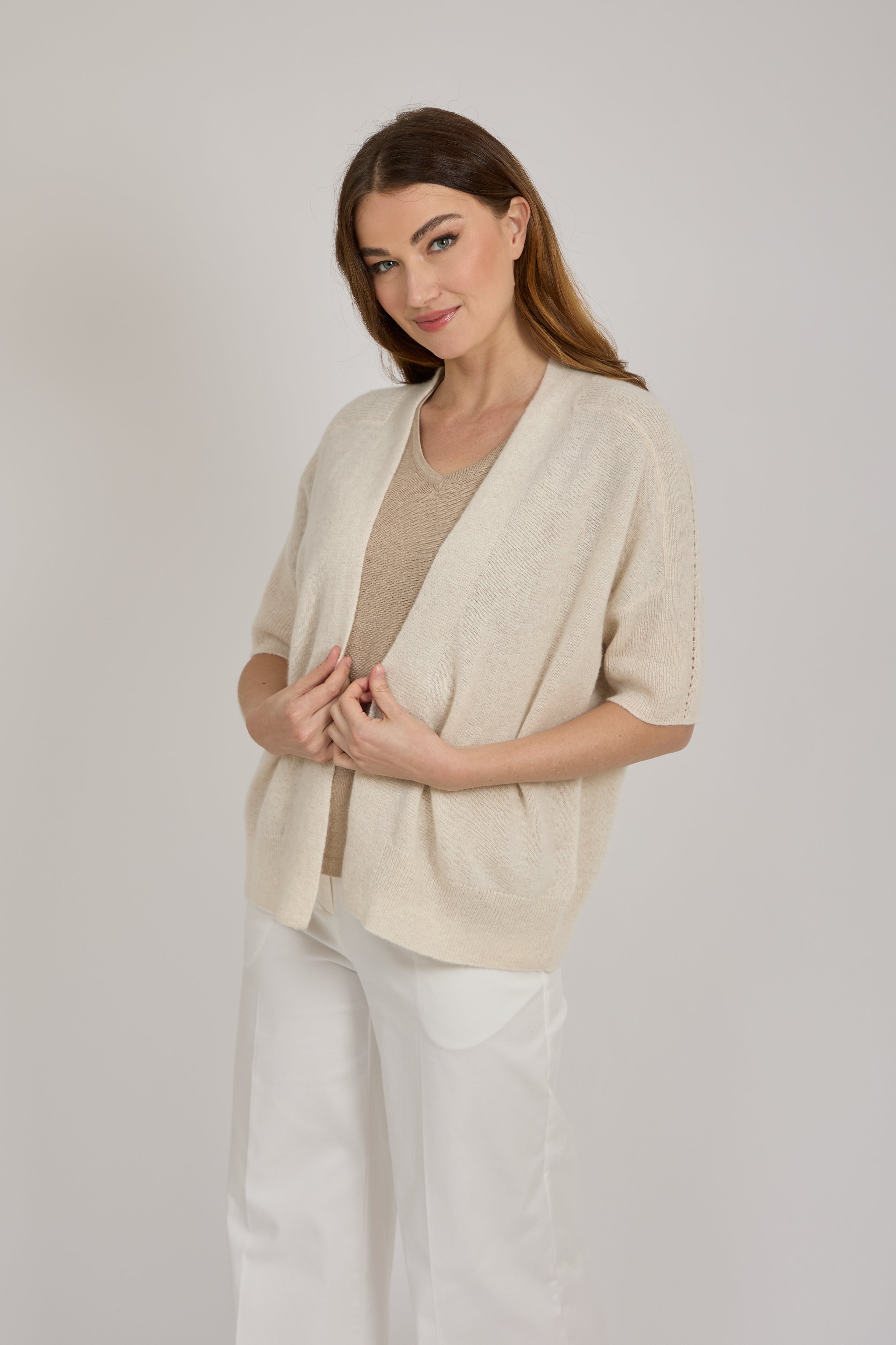 CROPPED CARDIGAN - OFF WHITE