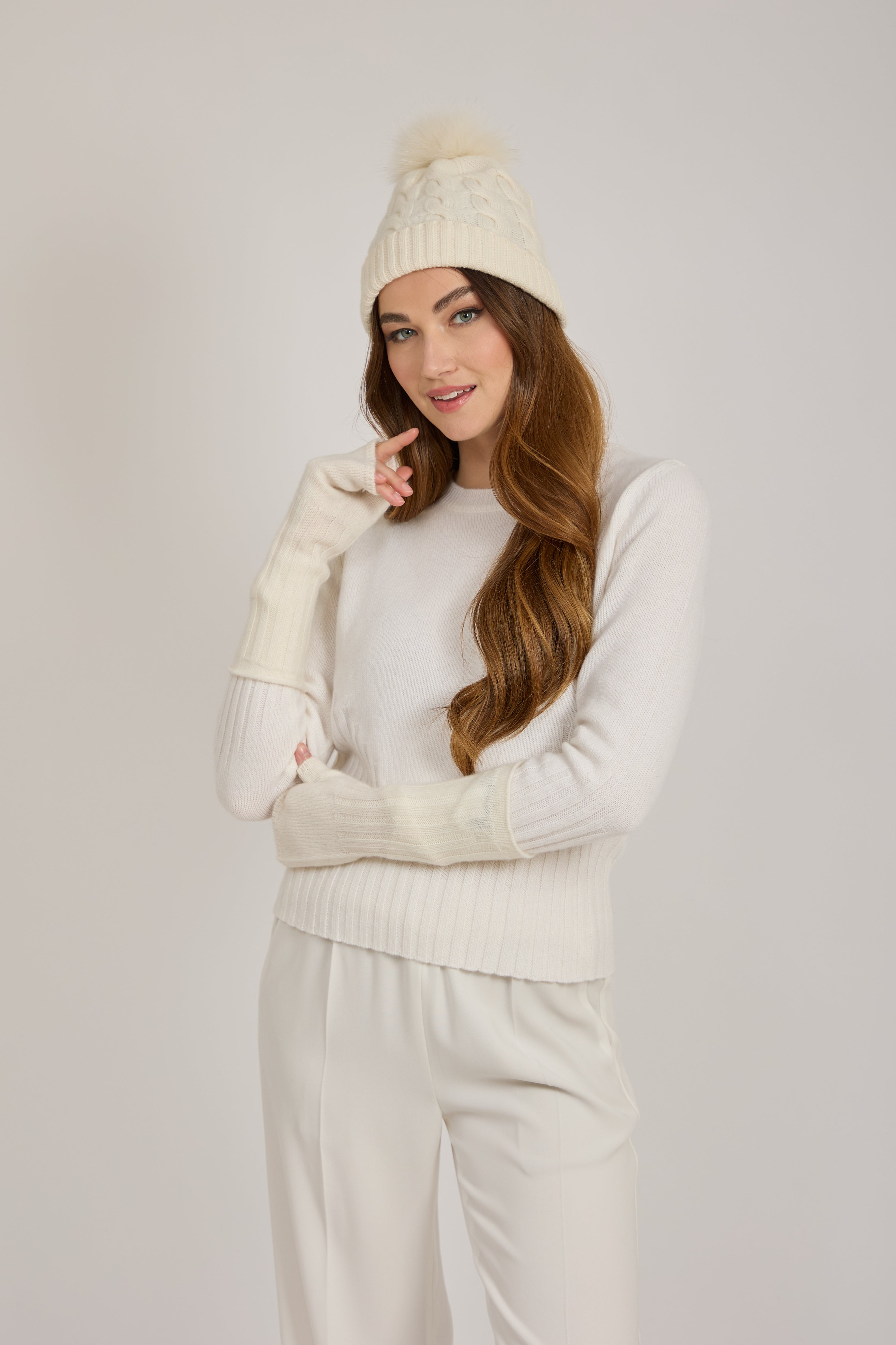CASHMERE MITTENS-WHITE