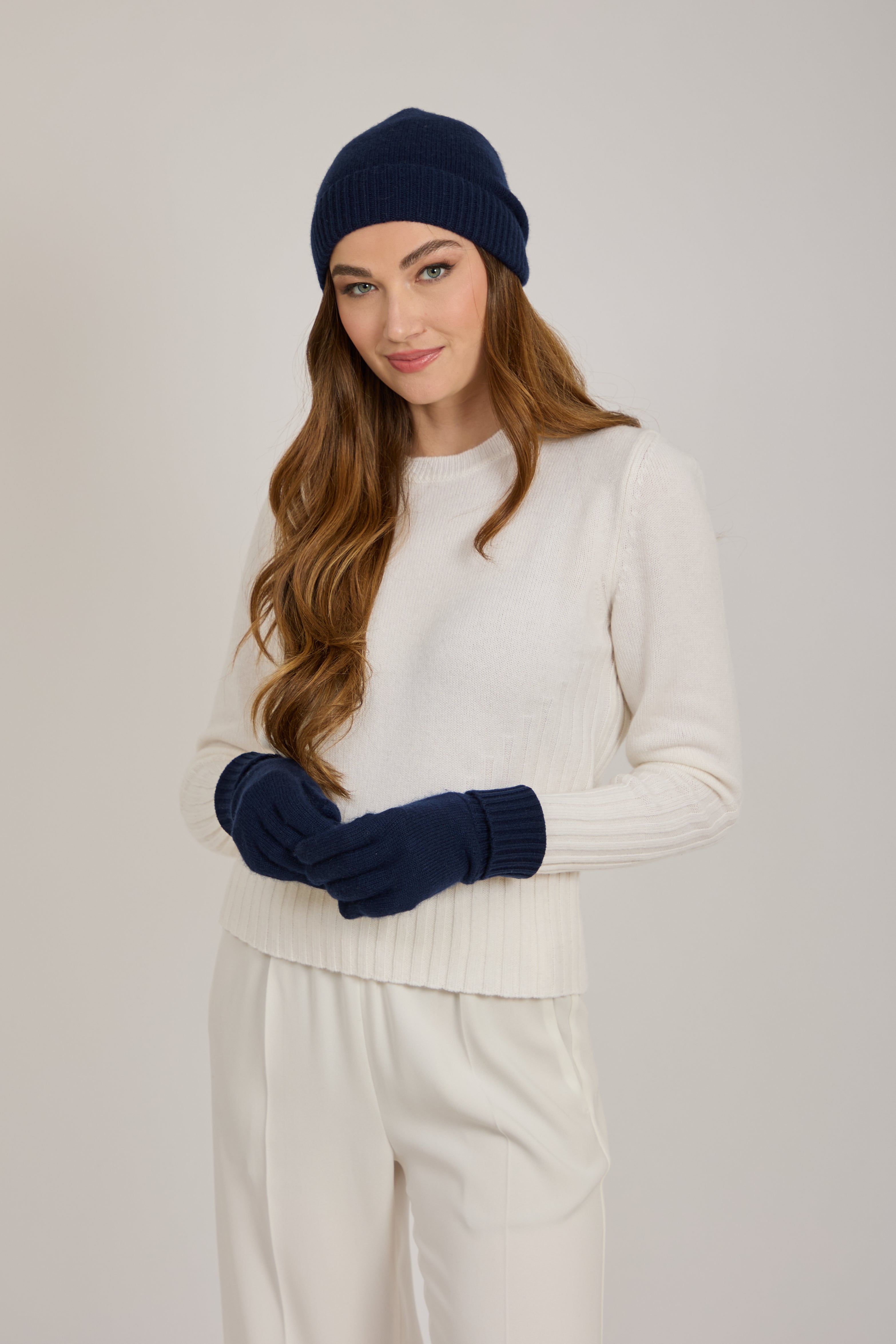 CASHMERE GLOVES-NAVY