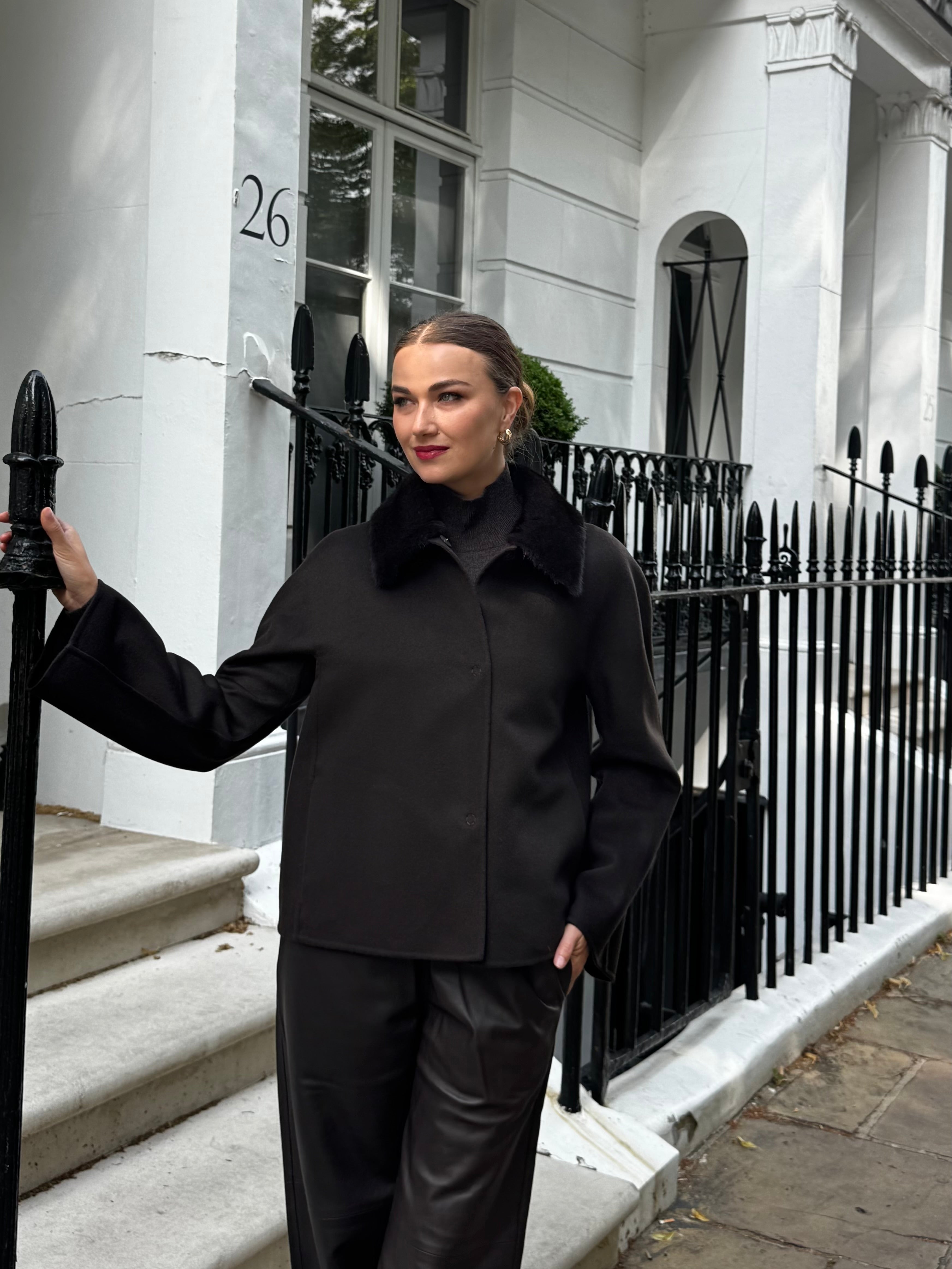 JACKET WITH MINK COLLAR-CARRUBA