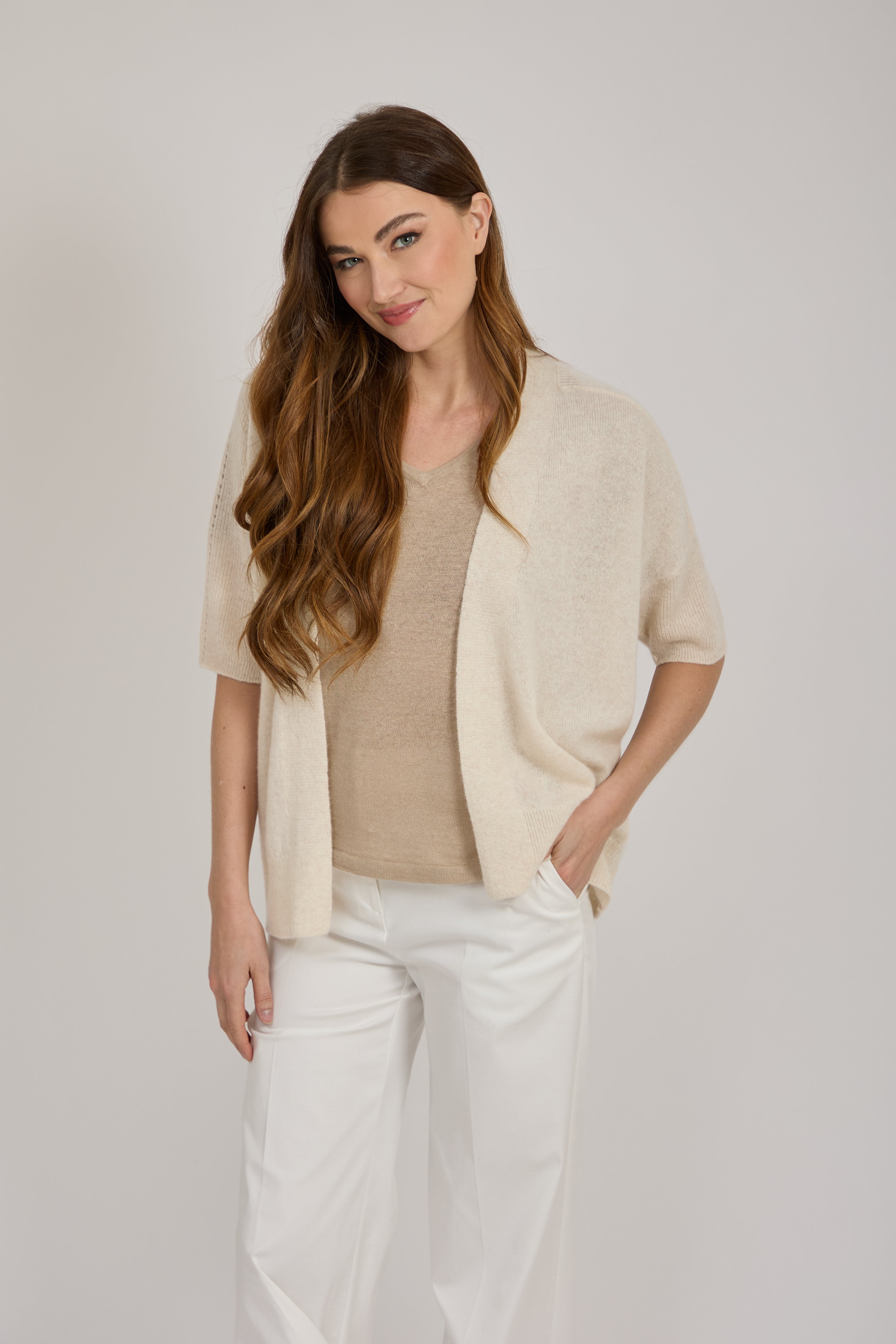 CROPPED CARDIGAN - OFF WHITE