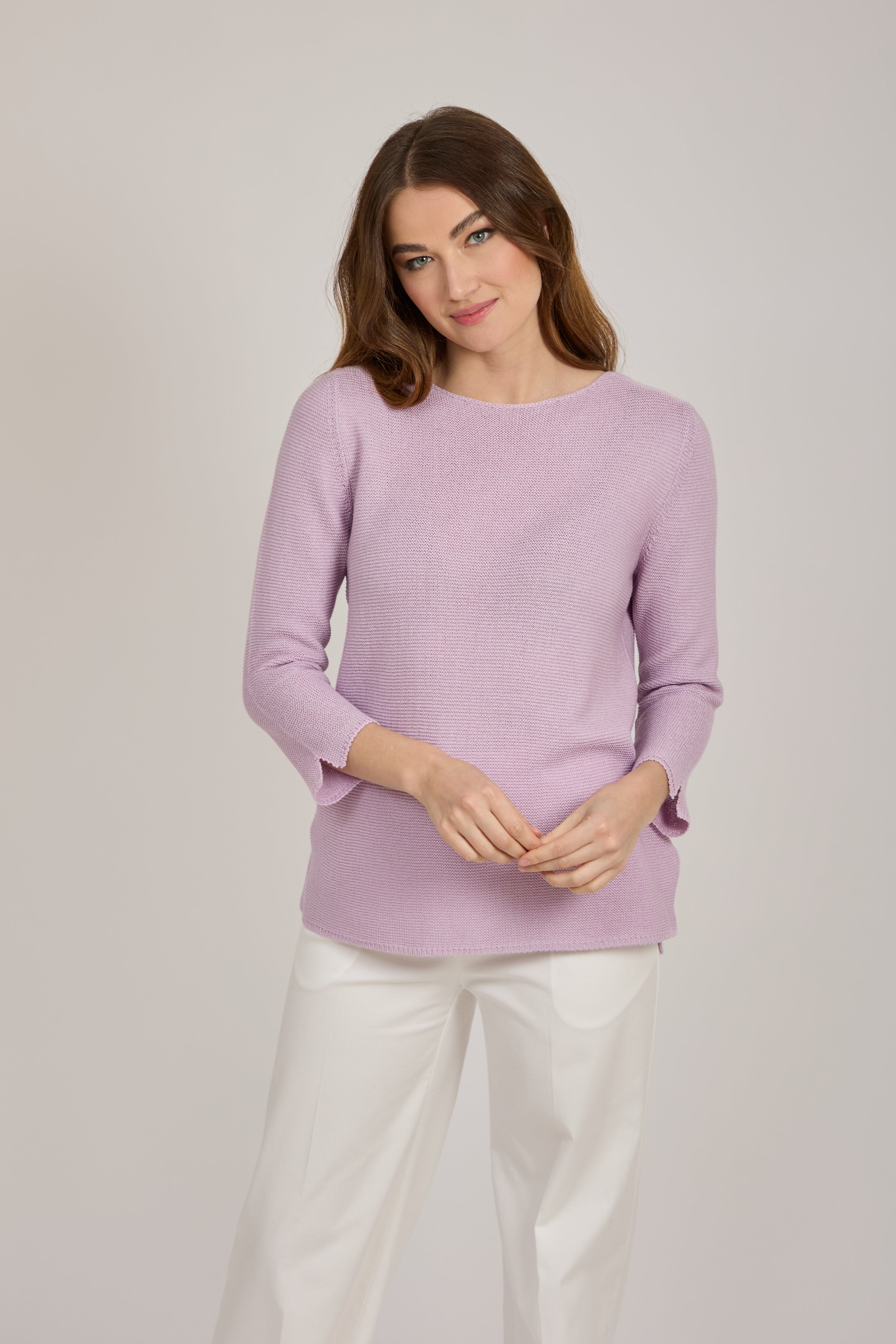CREW NECK COTTON TOP-LILAS