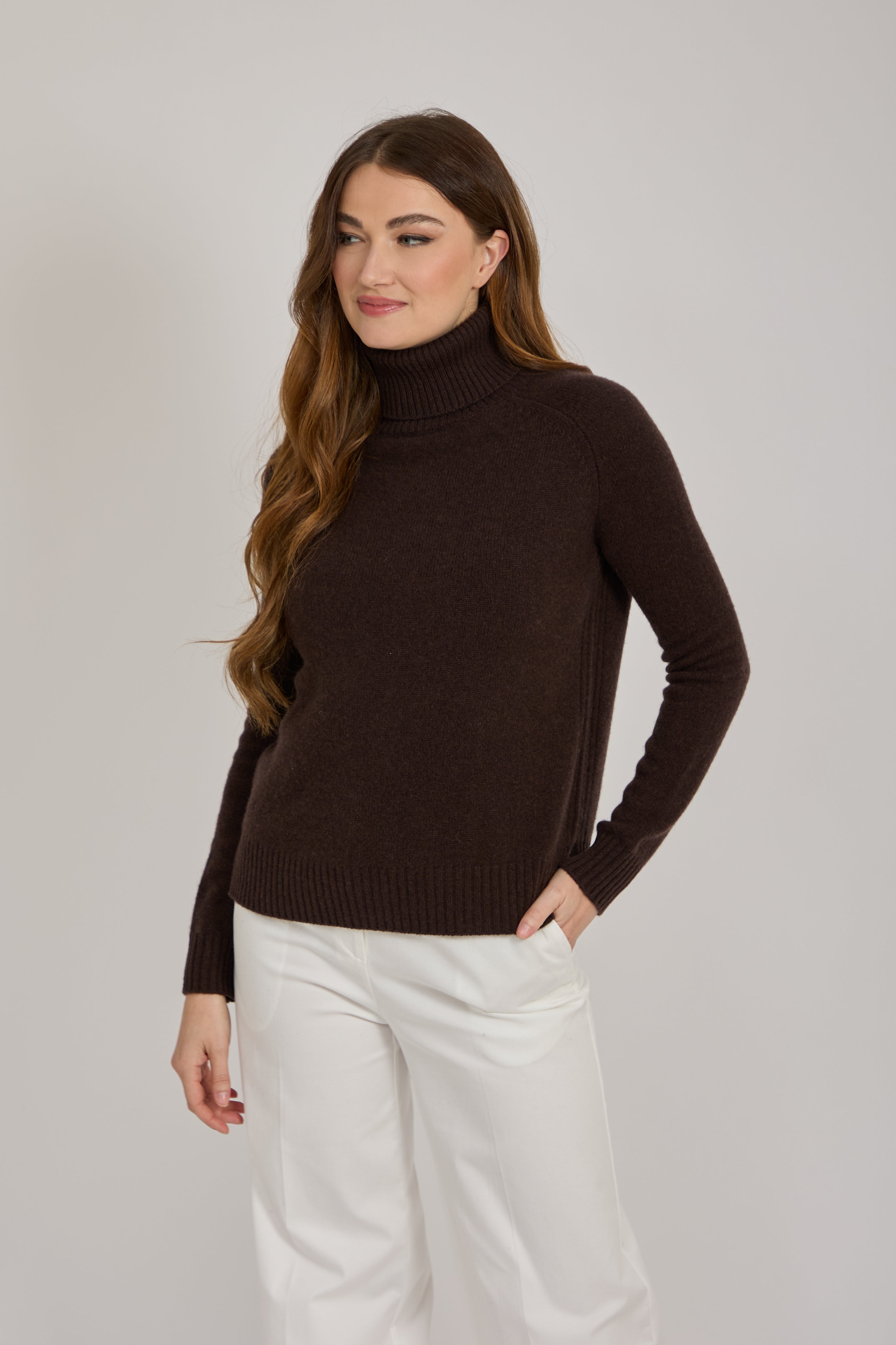 TURTLE NECK JUMPER - BROWN