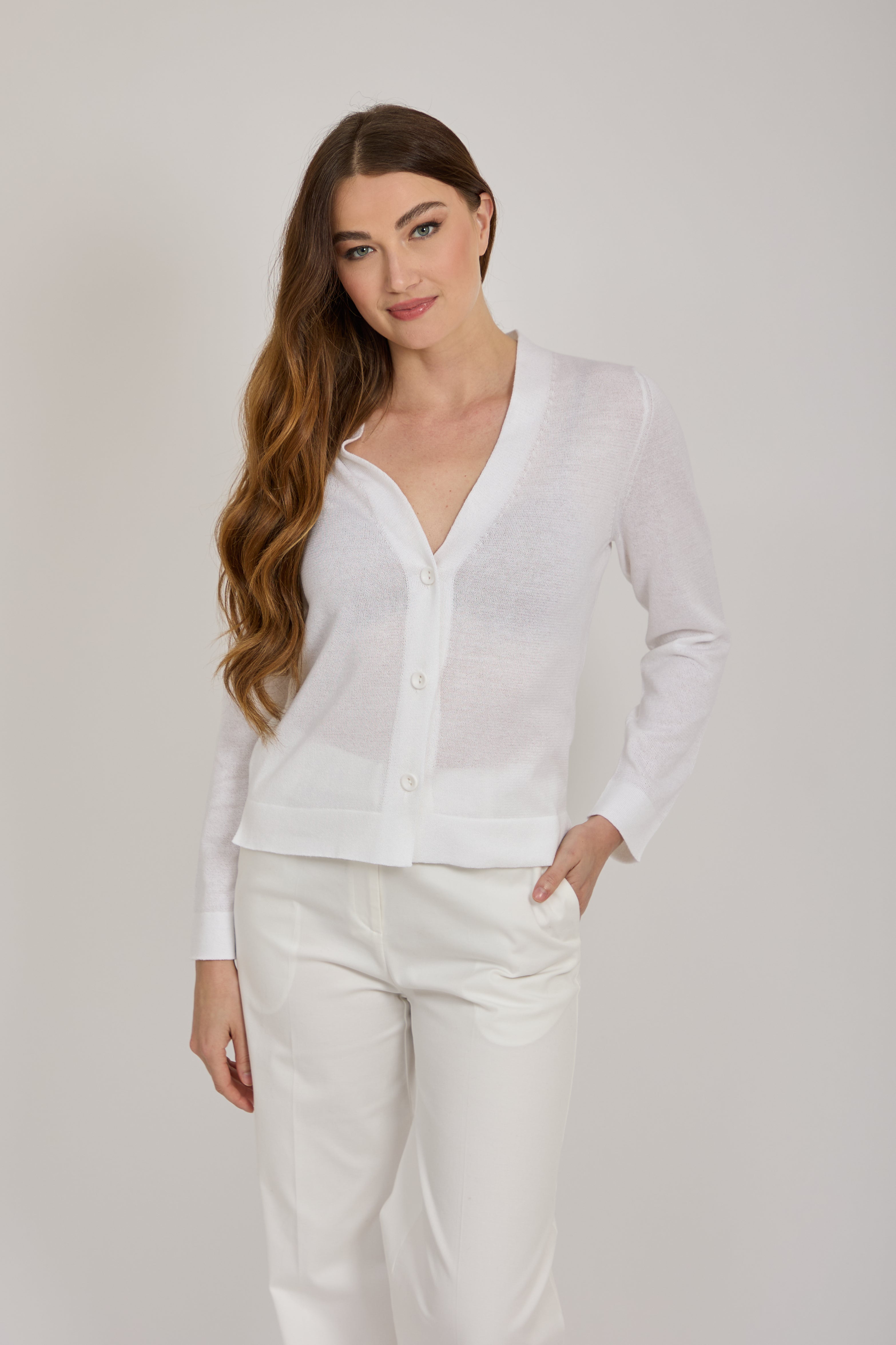 COTTON CARDIGAN-WHITE