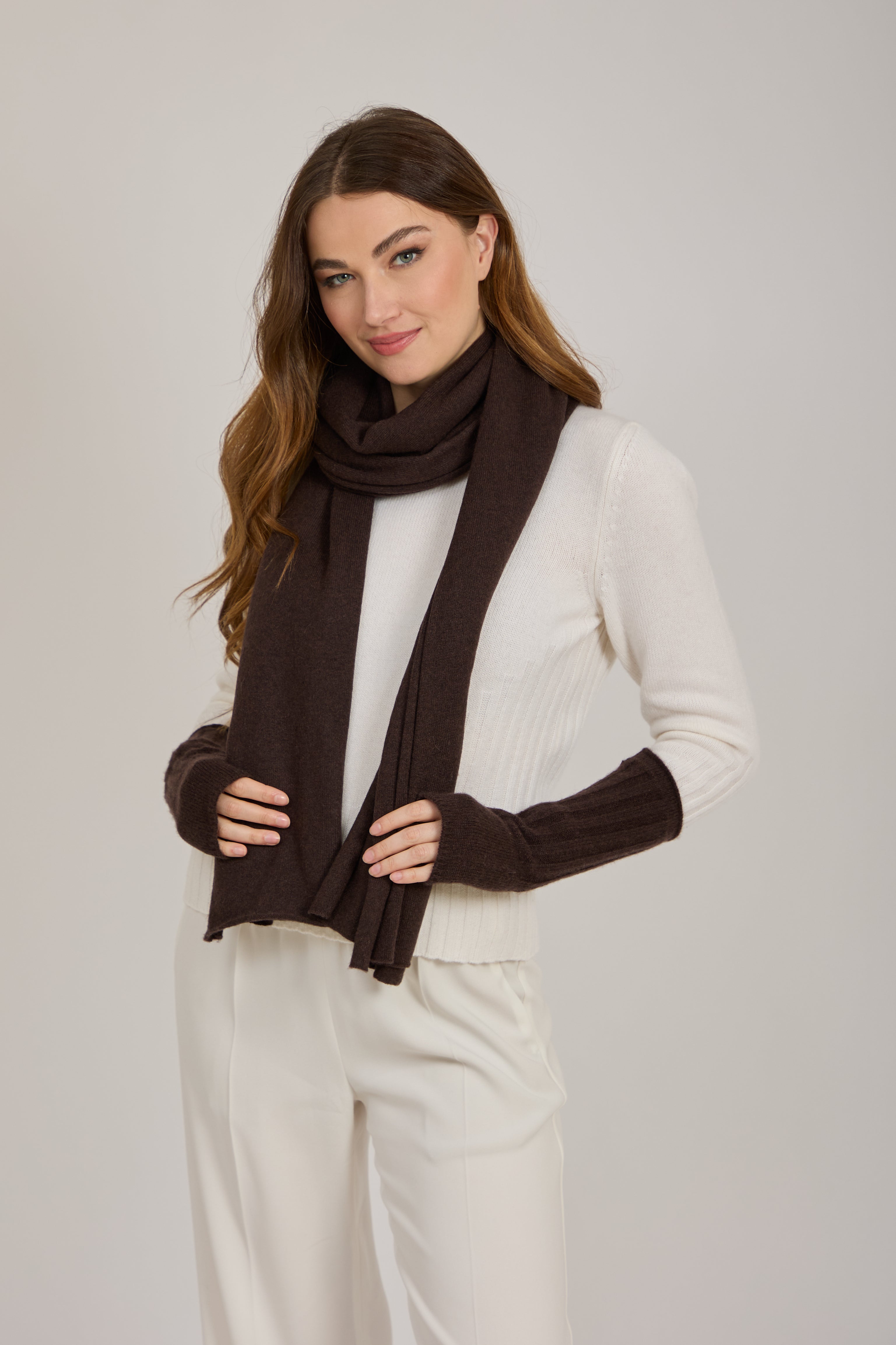 CASHMERE MITTENS-BROWN