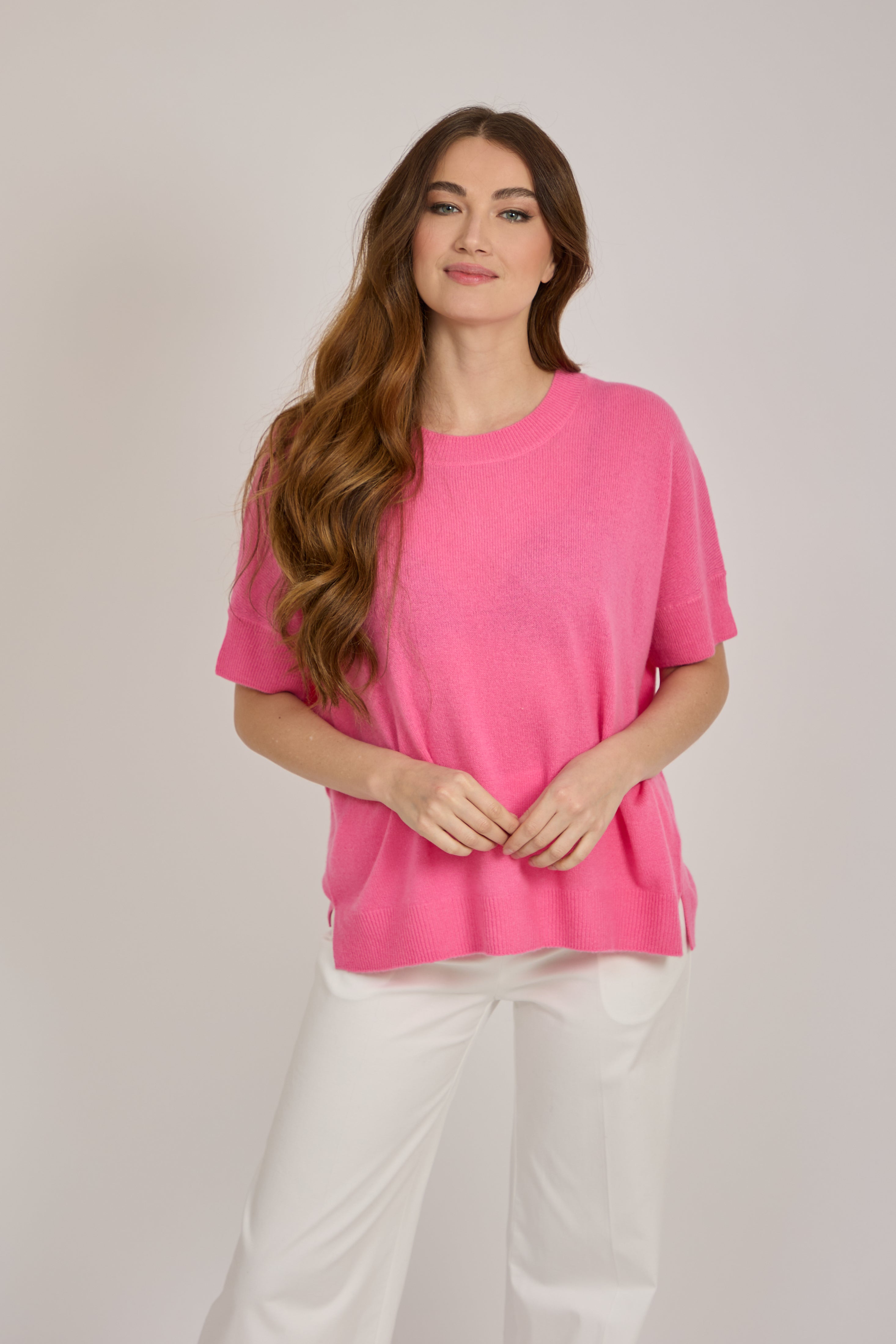 CREW NECK CASHMERE JUMPER-PEONY