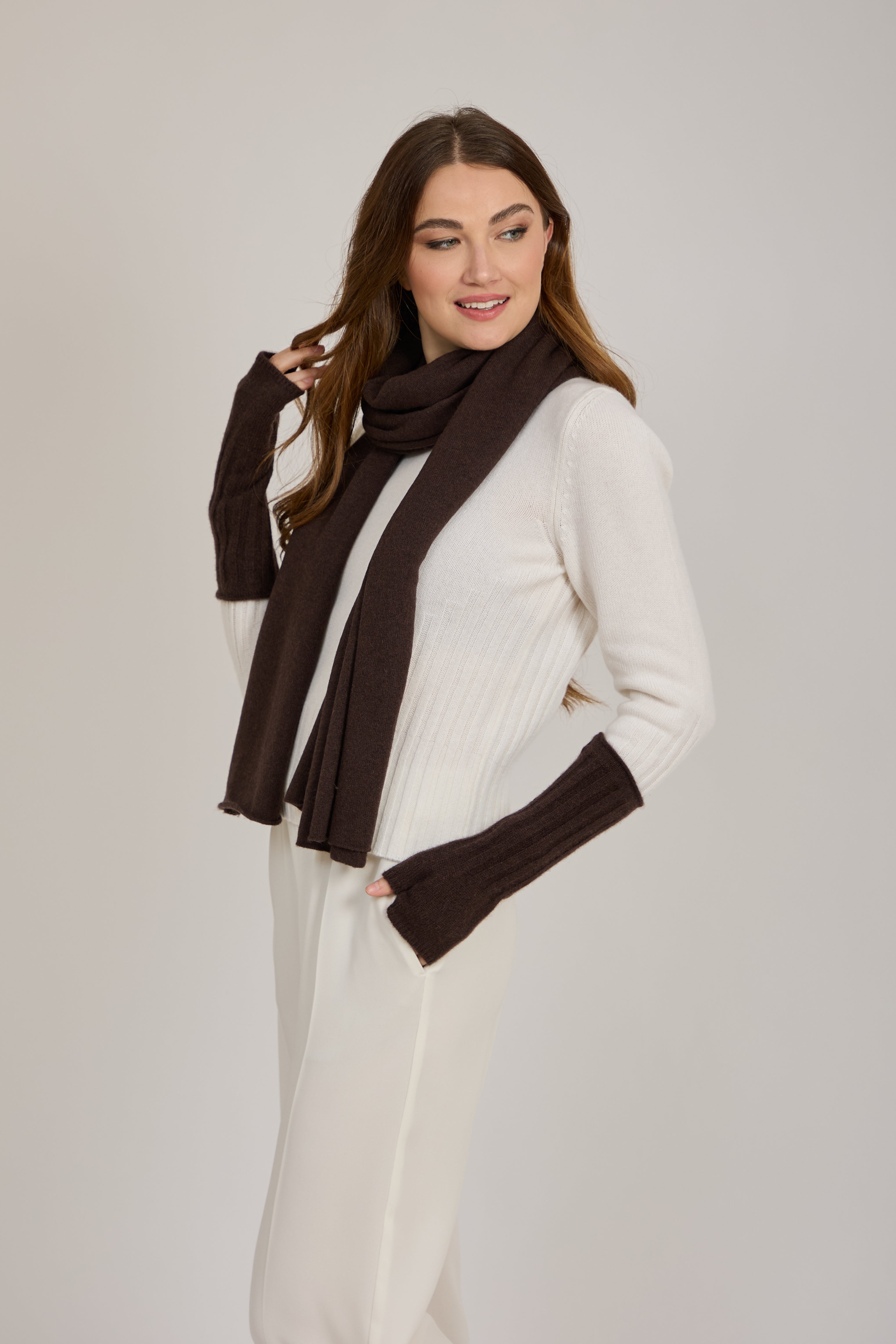 CASMERE SCARF-BROWN