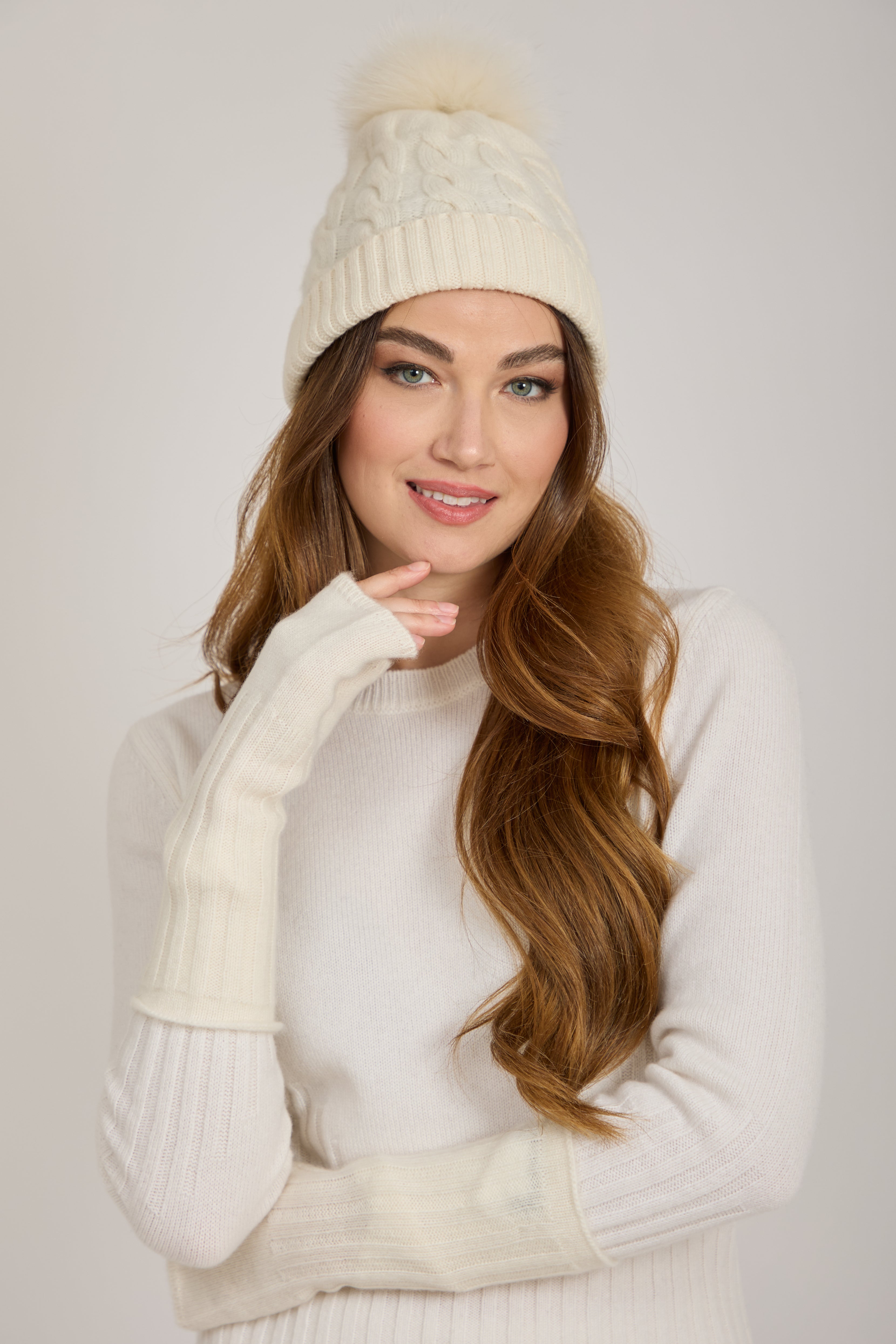 CASHMERE MITTENS-WHITE
