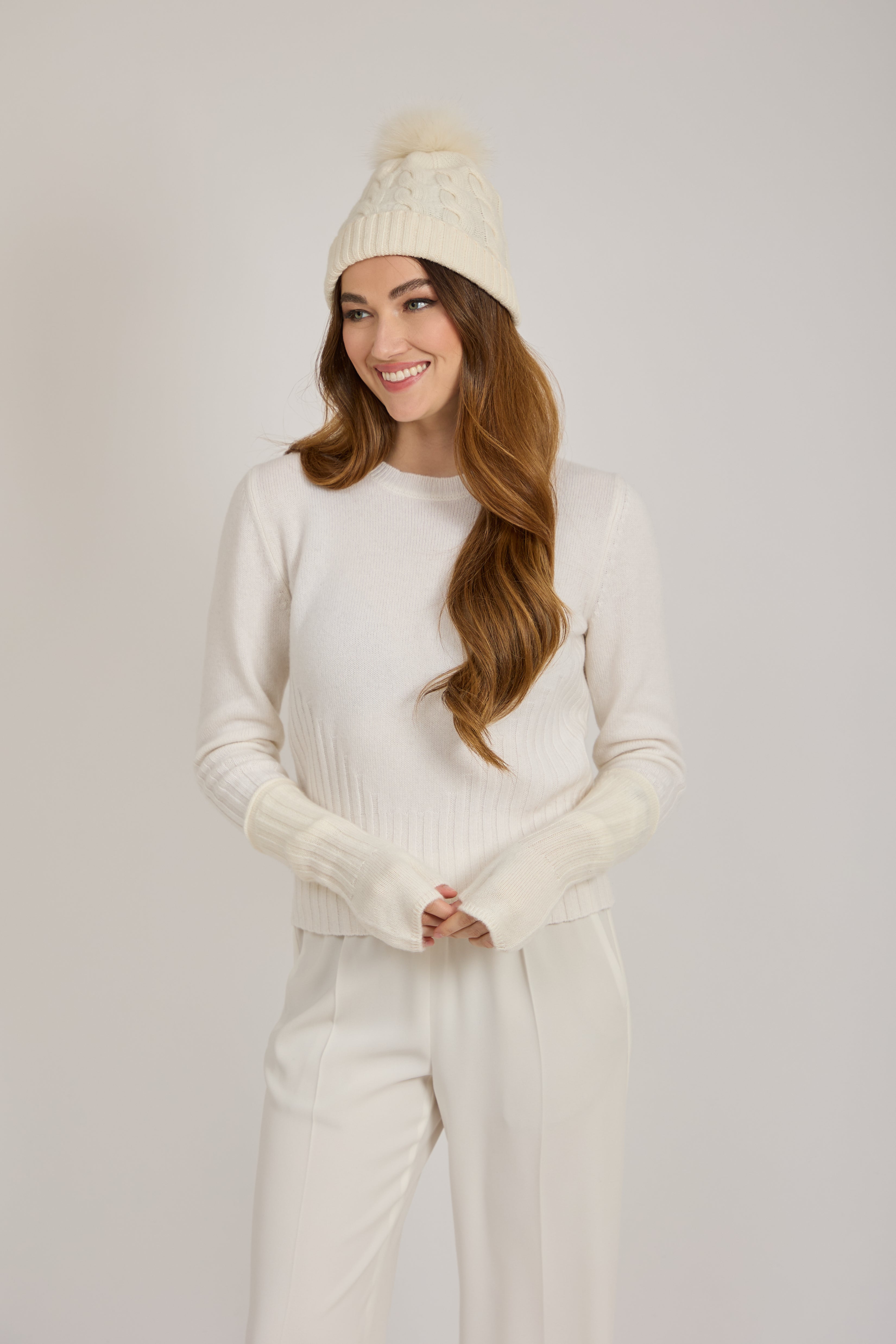 CASHMERE MITTENS-WHITE