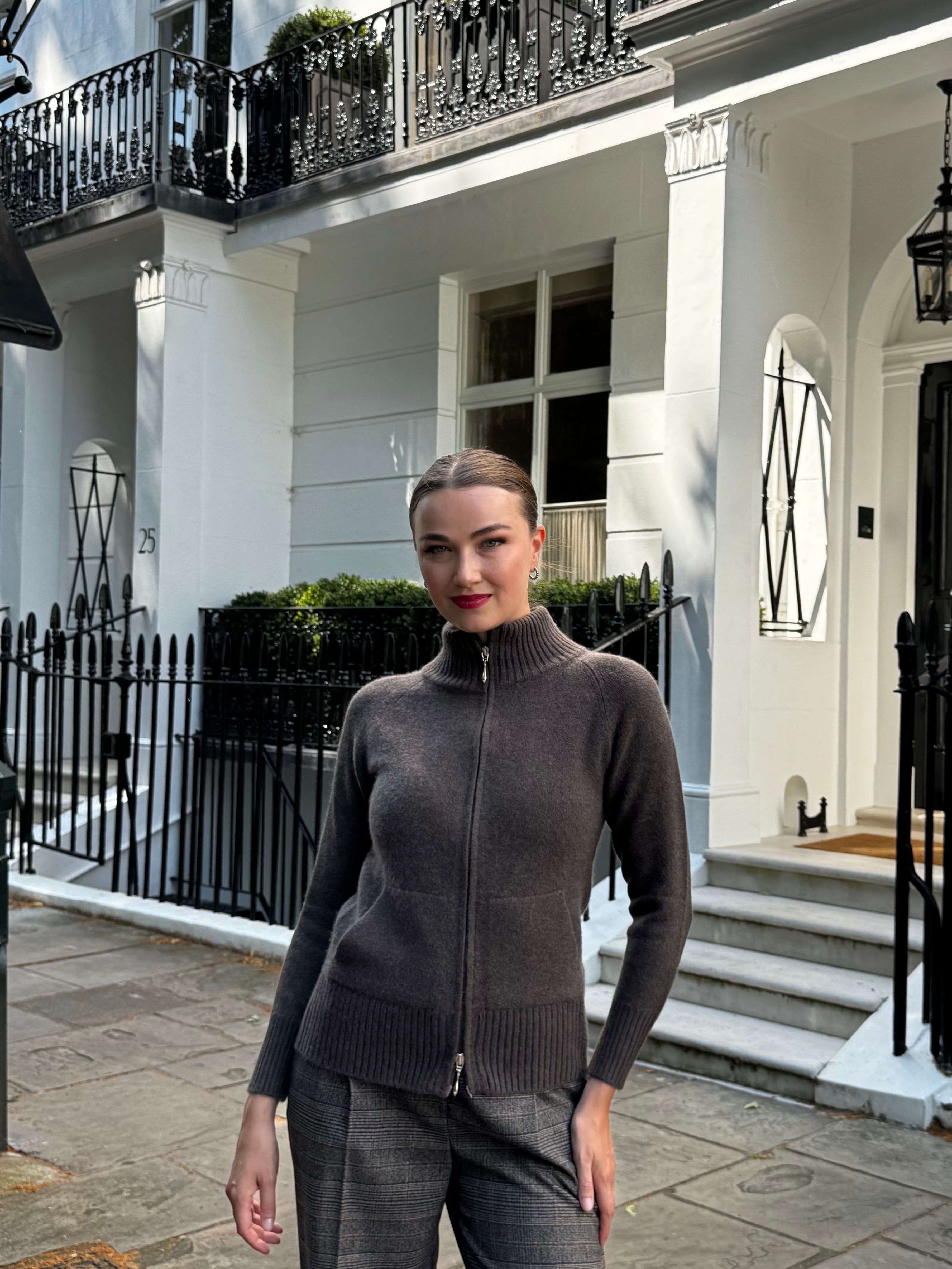 CASHMERE CARDIGAN-MARRONE
