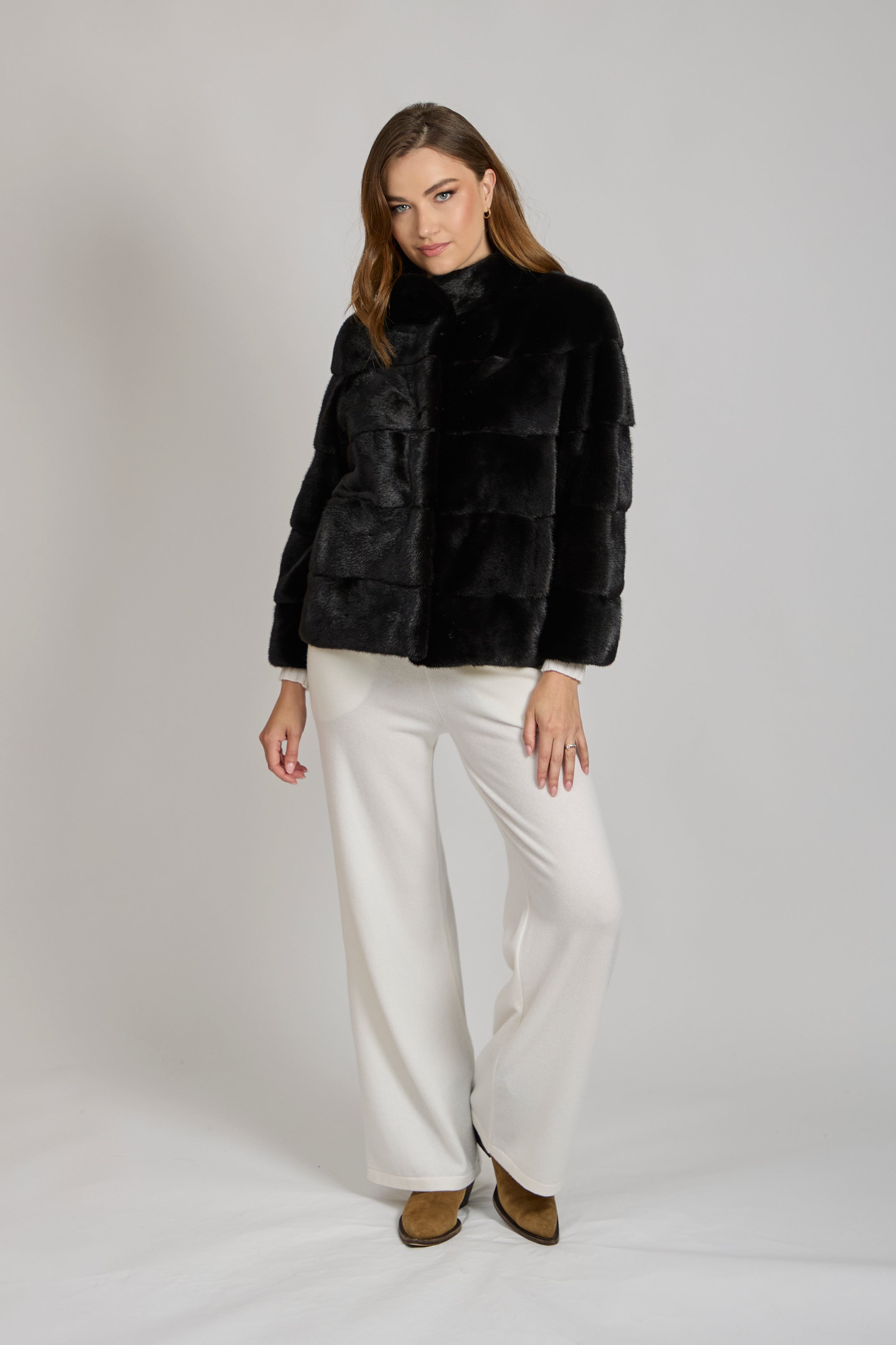 BLACK LAMA SHORT MINK JACKET