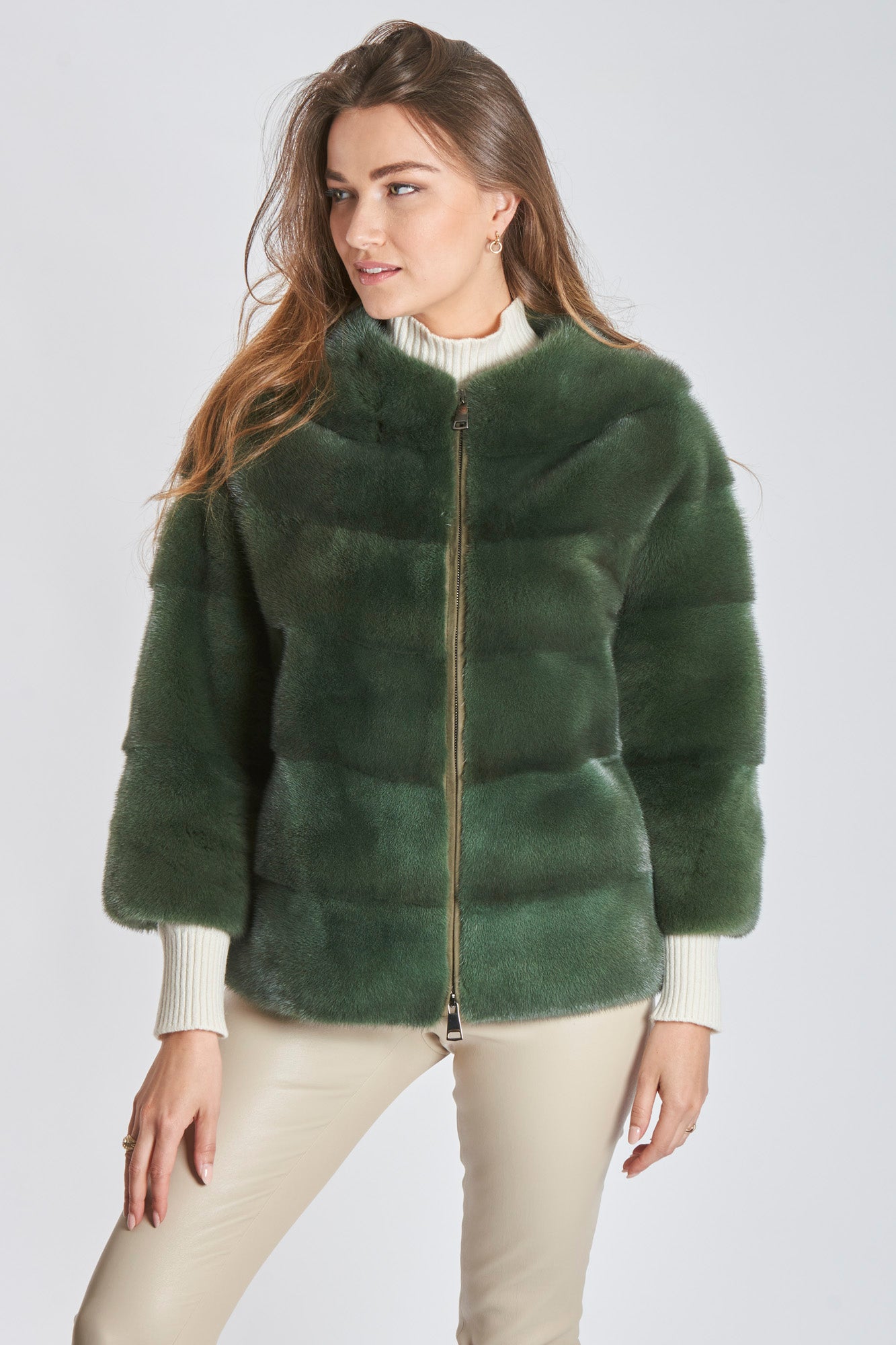 SHORT MINK JACKET - GREEN