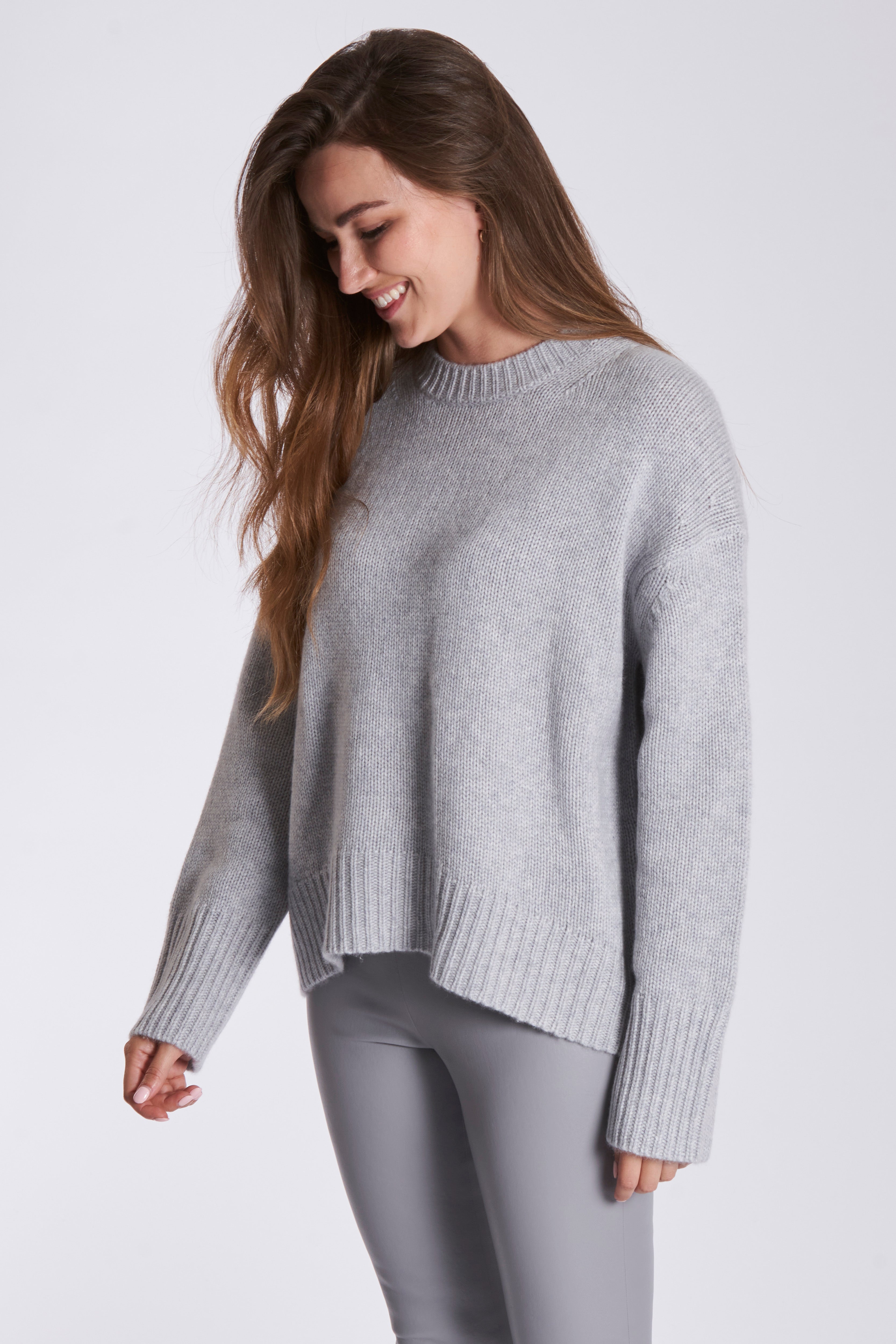 Pull ras du cou en cachemire épais, Acier
