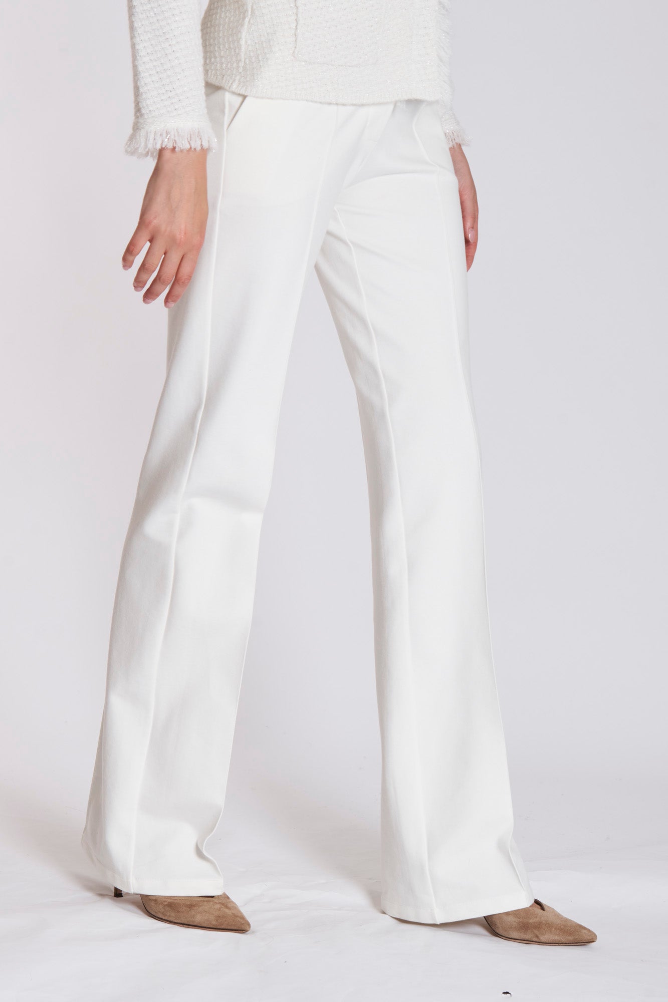 Pantalon en tricot de cachemire blanc