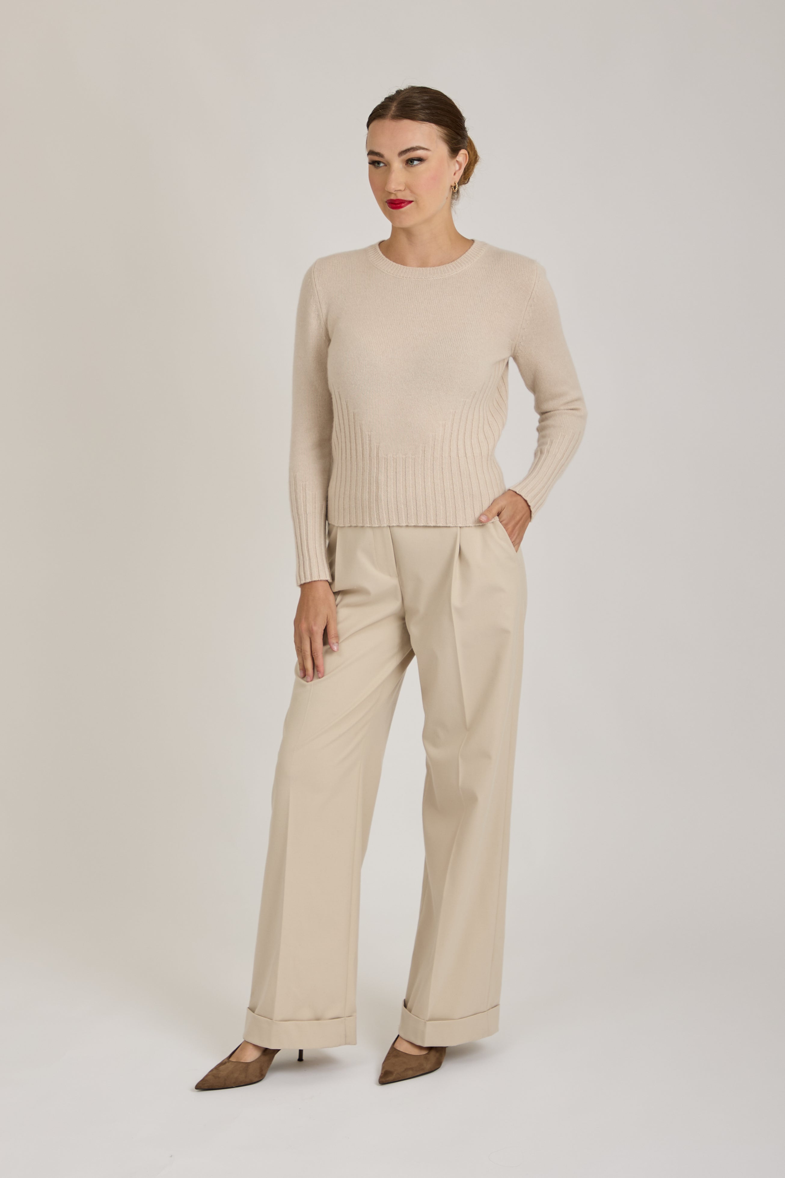 FLARE TROUSERS-NATURALE