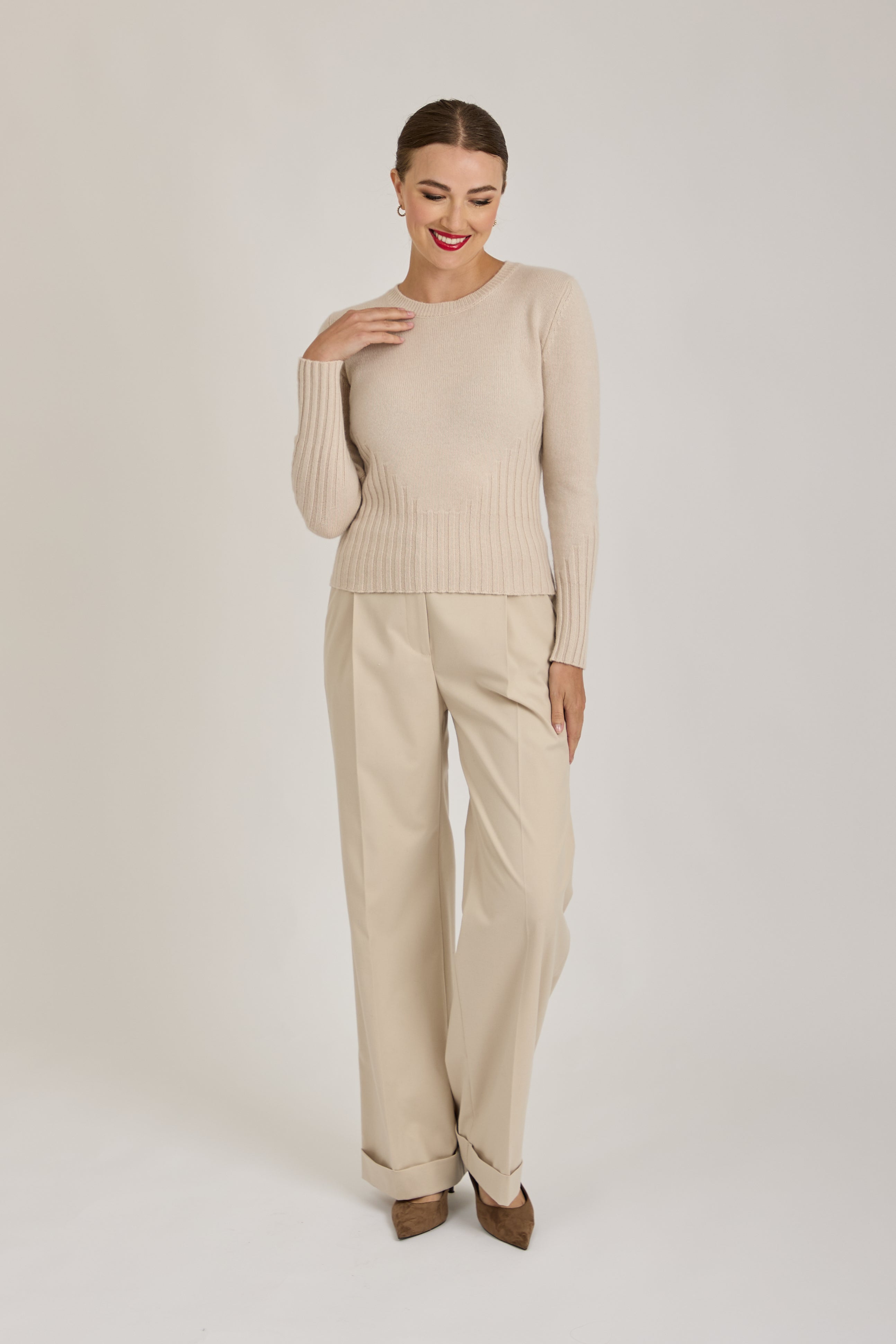 FLARE TROUSERS-NATURALE