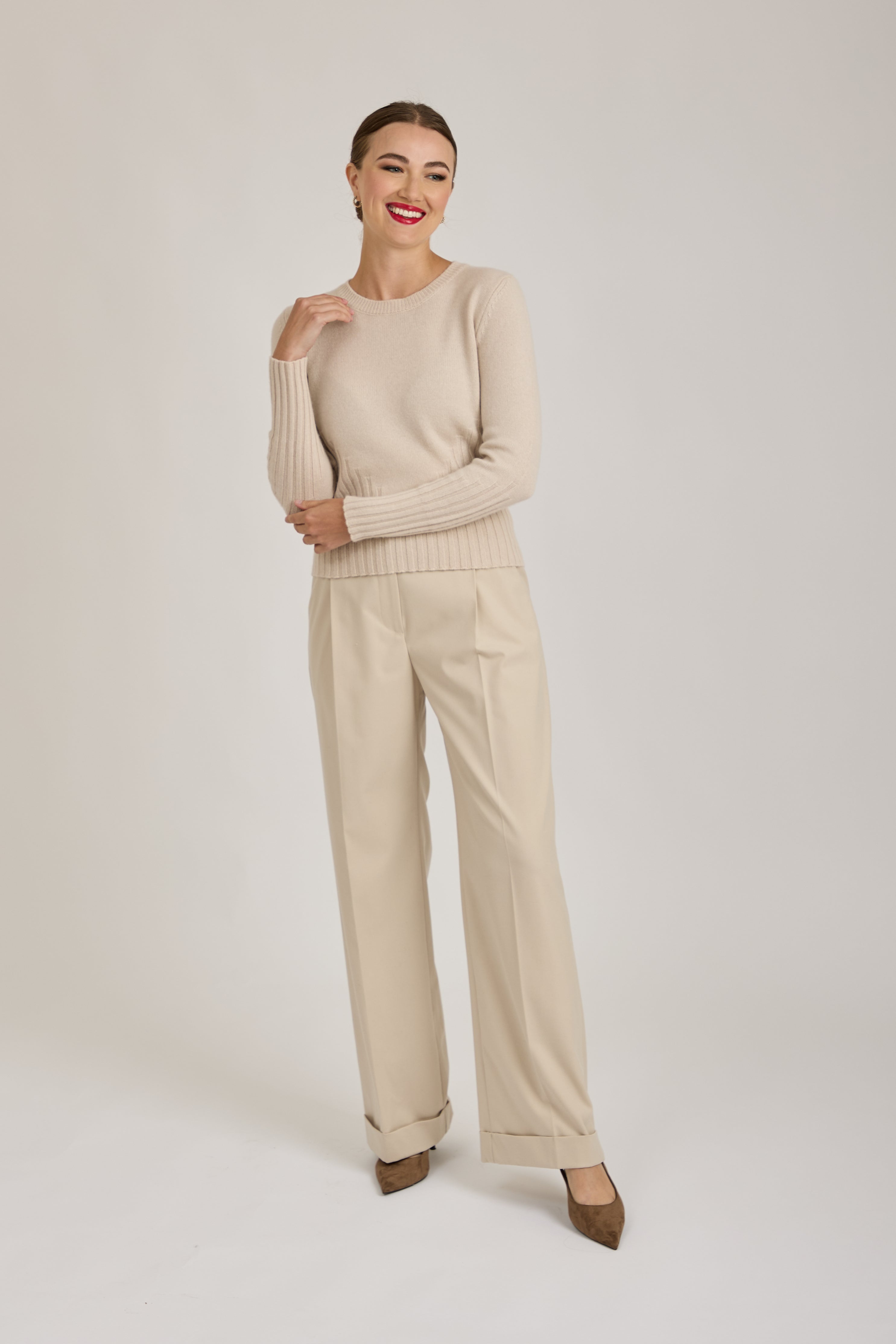 FLARE TROUSERS-NATURALE