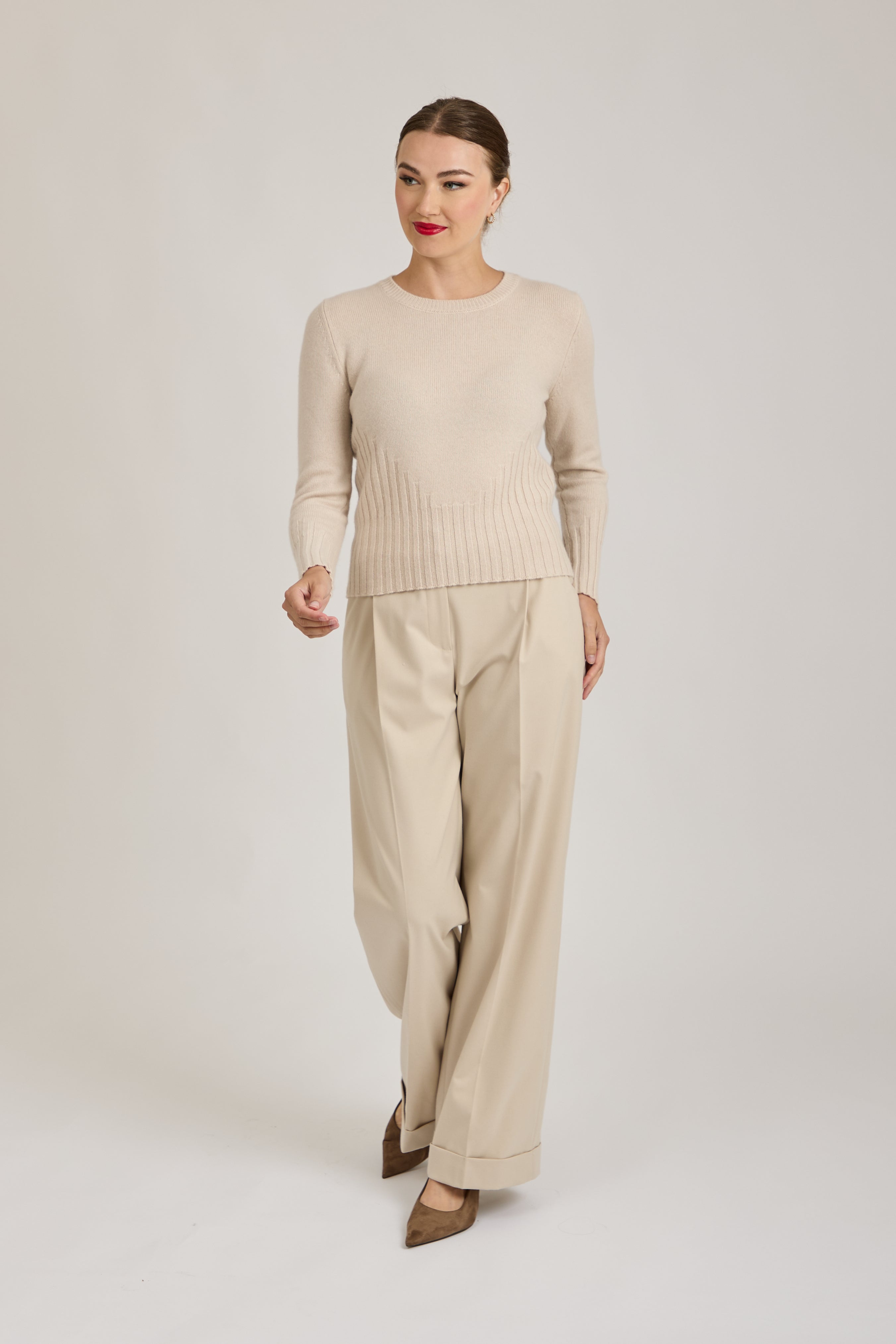 FLARE TROUSERS-NATURALE