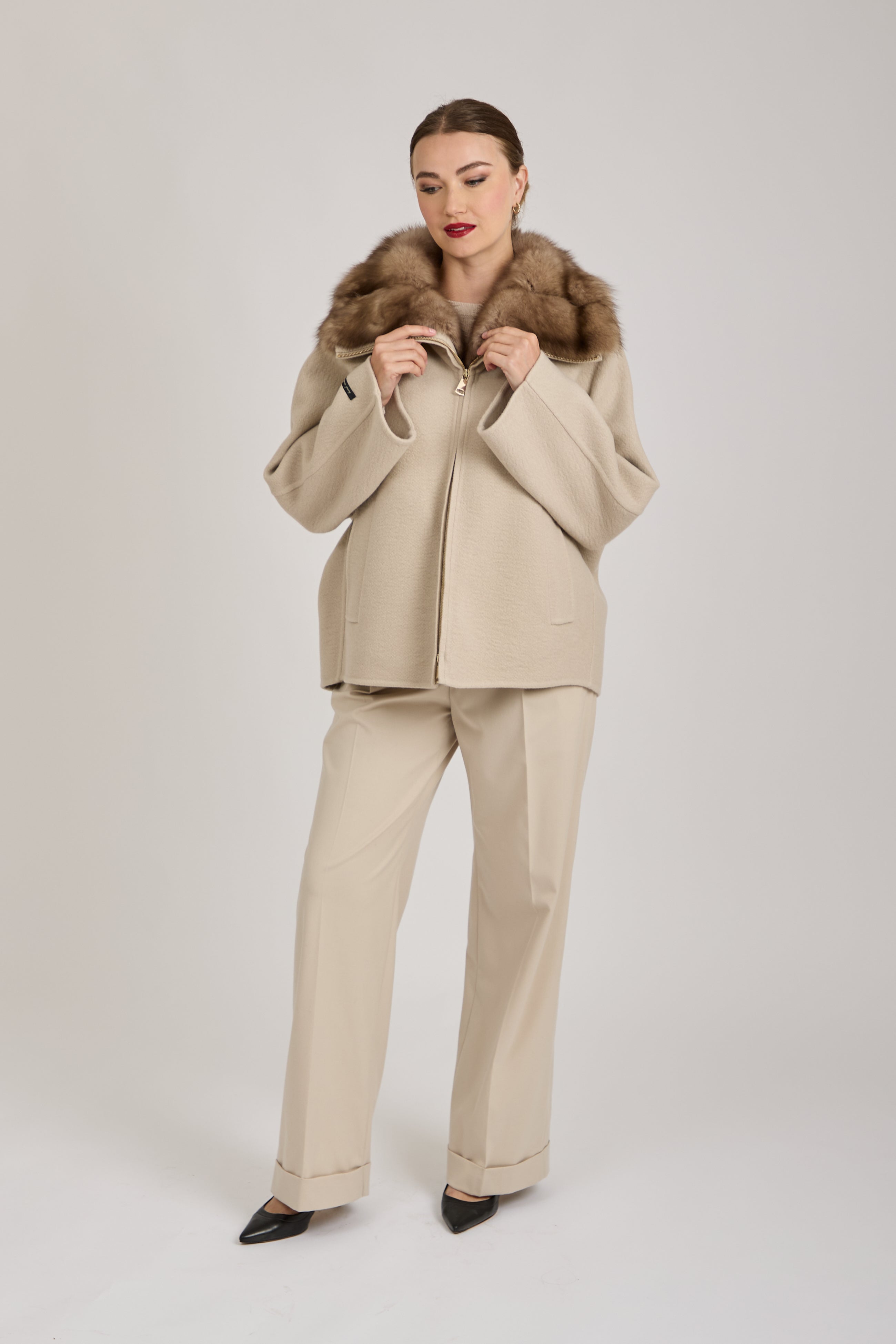JACKET WITH SABLE-ANGORA