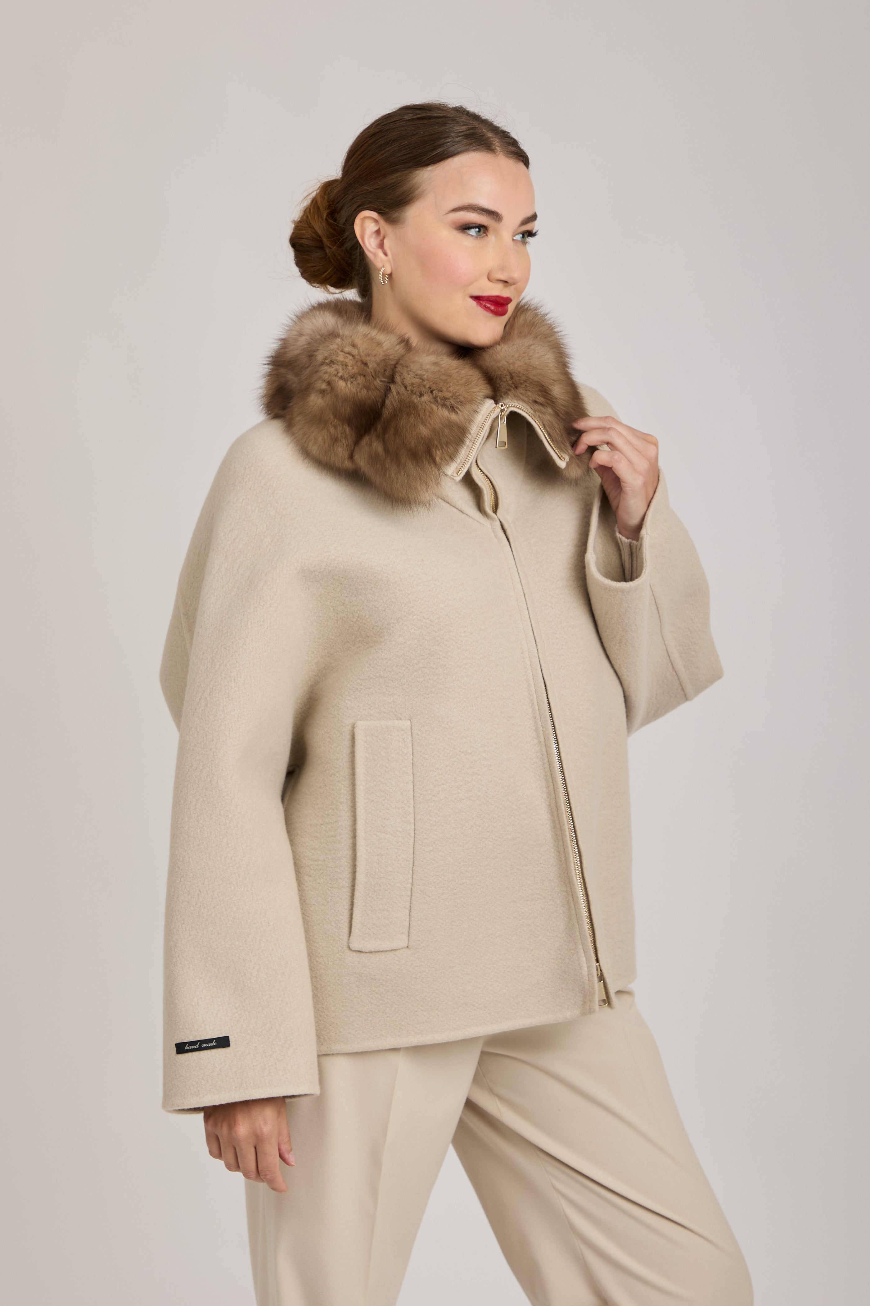 JACKET WITH SABLE-ANGORA