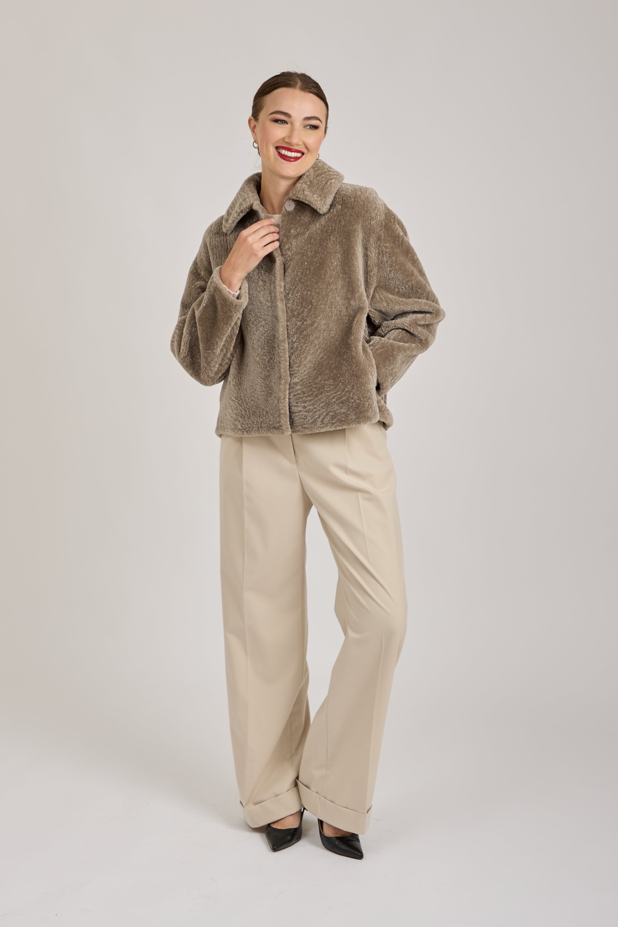 SHEARLING JACKET-GREIGE
