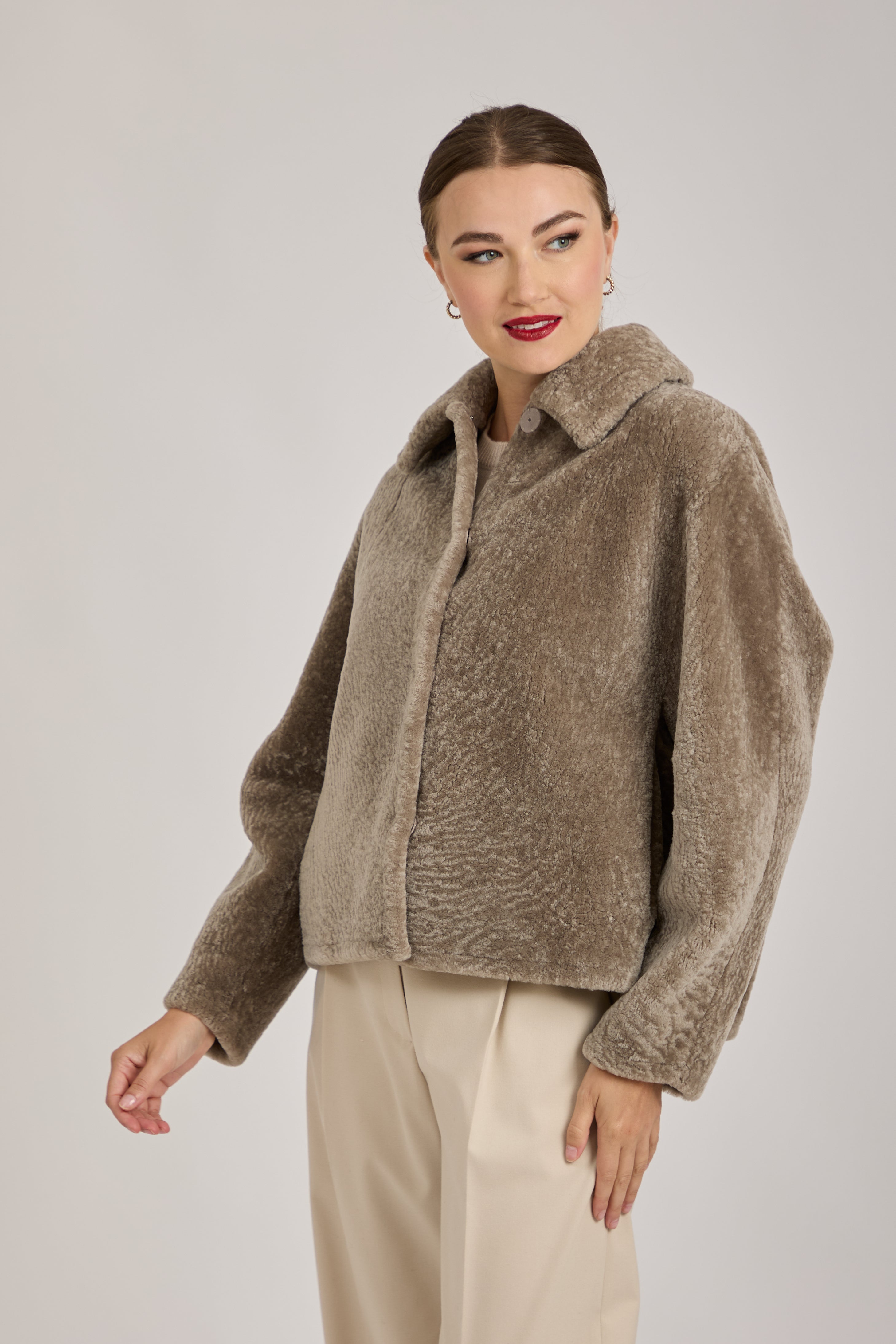 SHEARLING JACKET-GREIGE