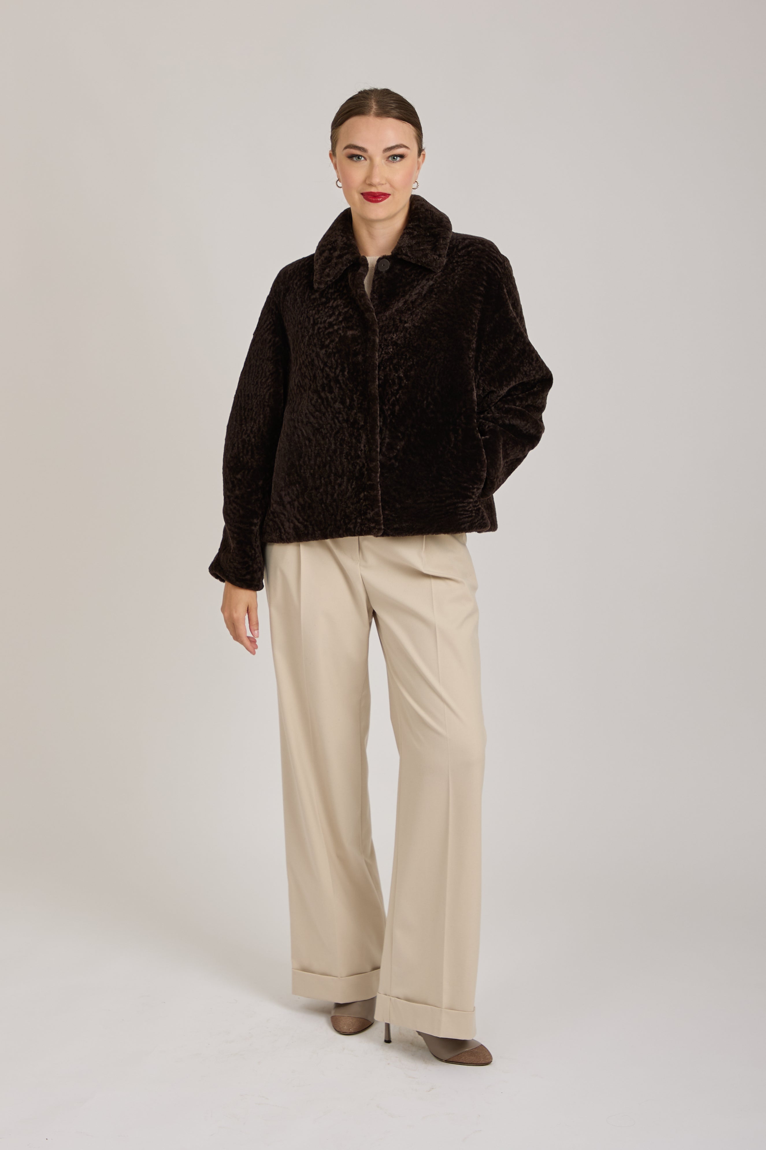 SHORT SHEARLING JACKET-CARRUBA