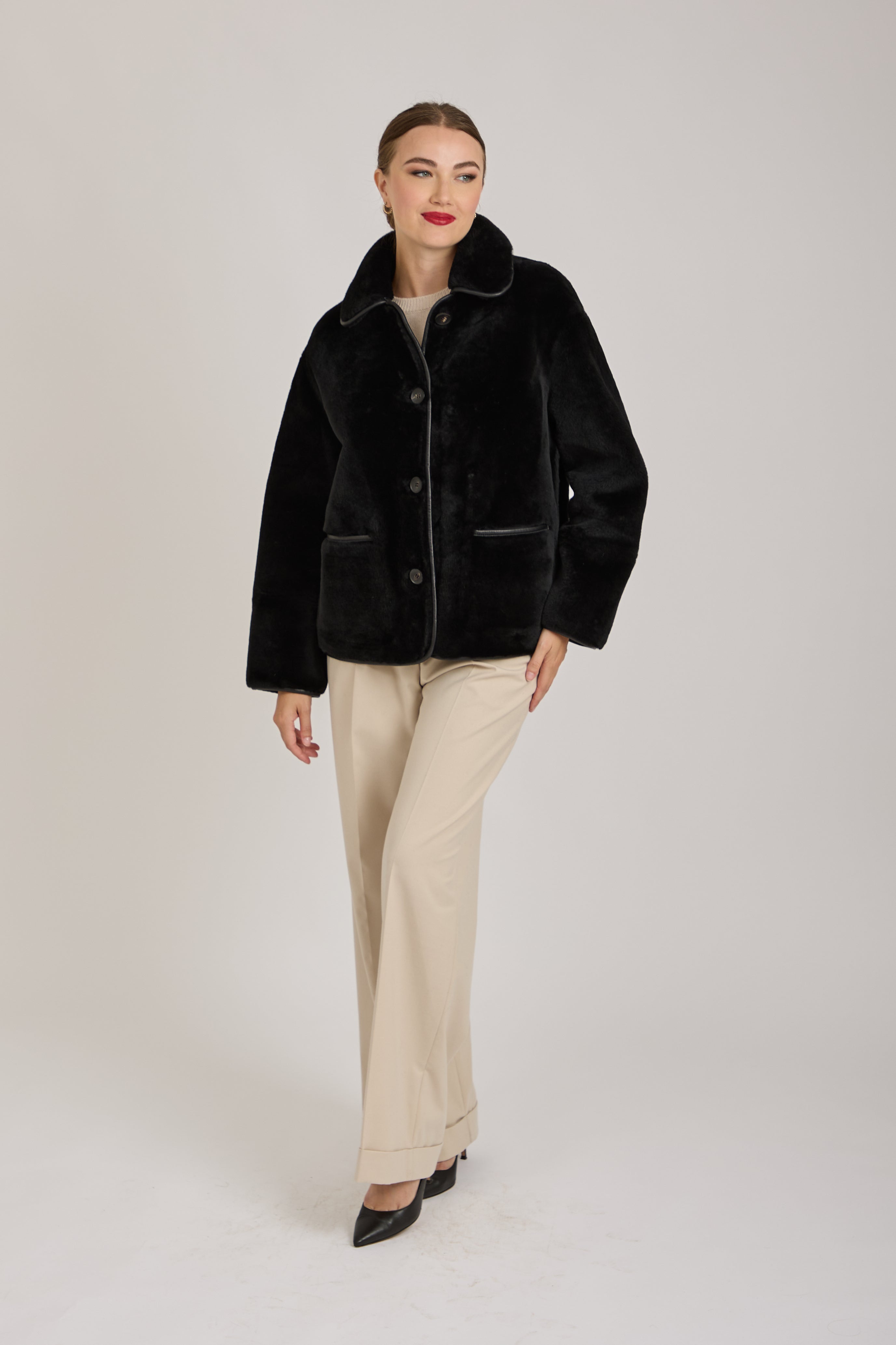 REVERSIBLE SHEARLING JACKET-BLACK