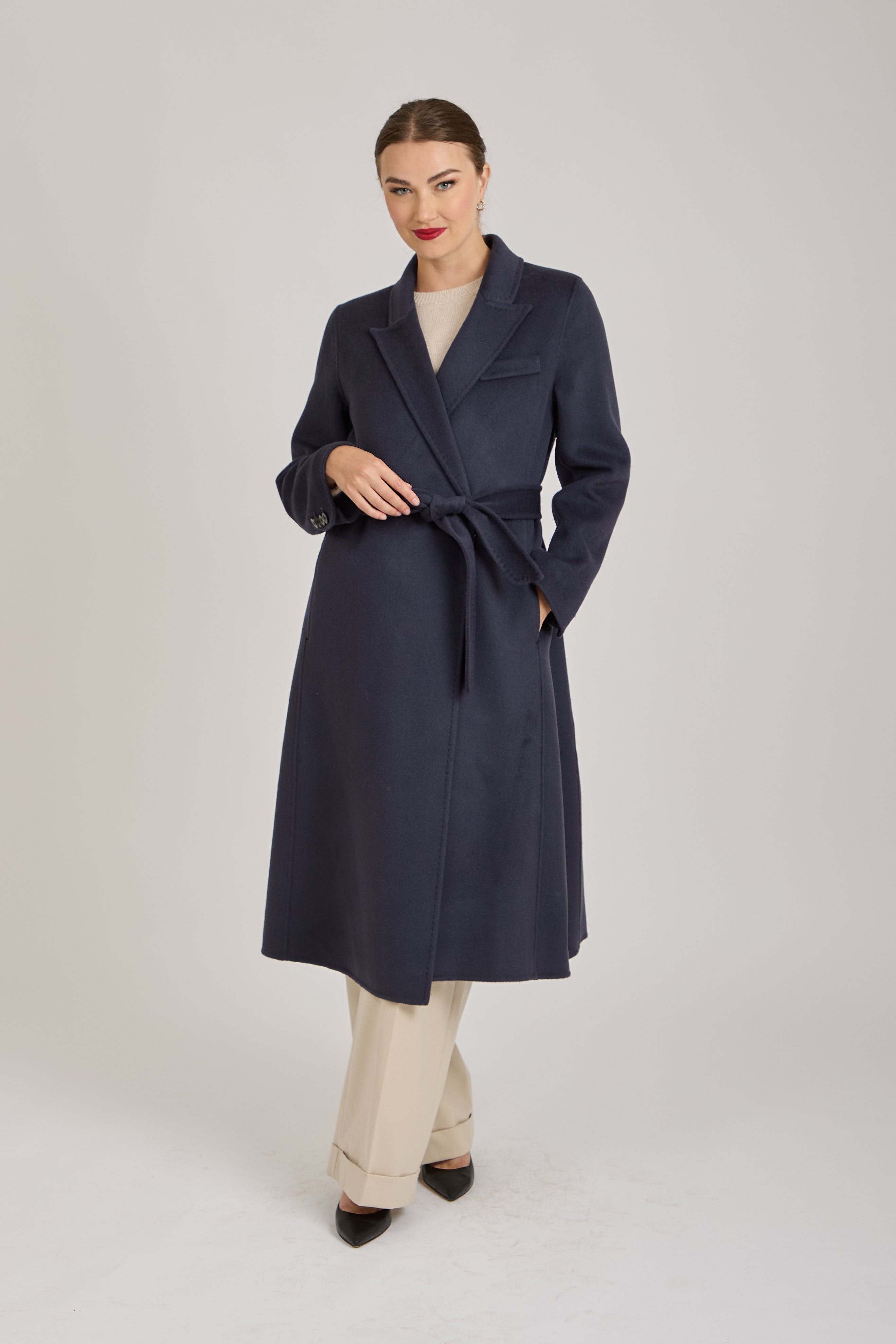 COAT WITH BELT-NAVY