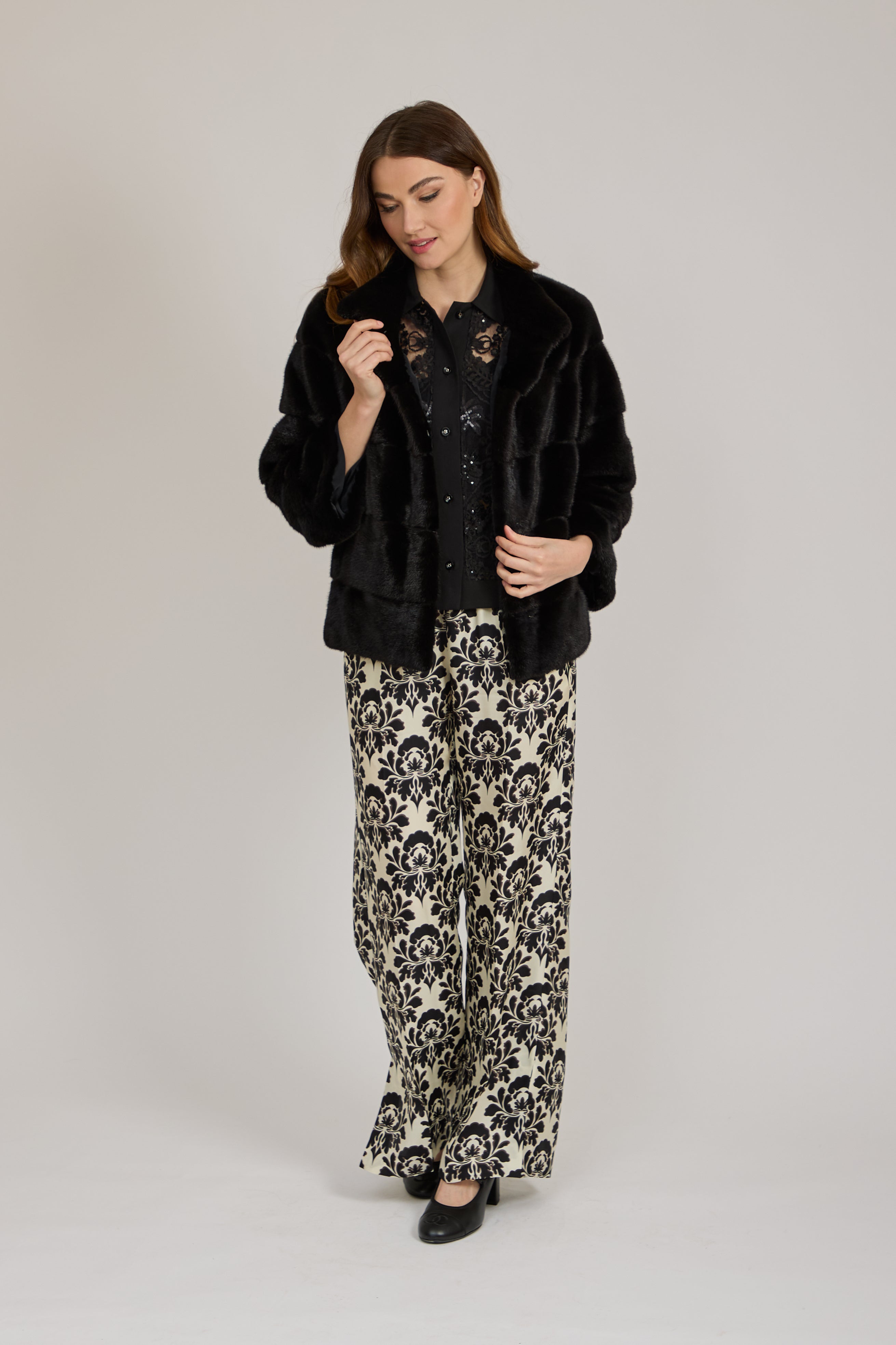 SILK PRINTED TROUSERS-ECRU