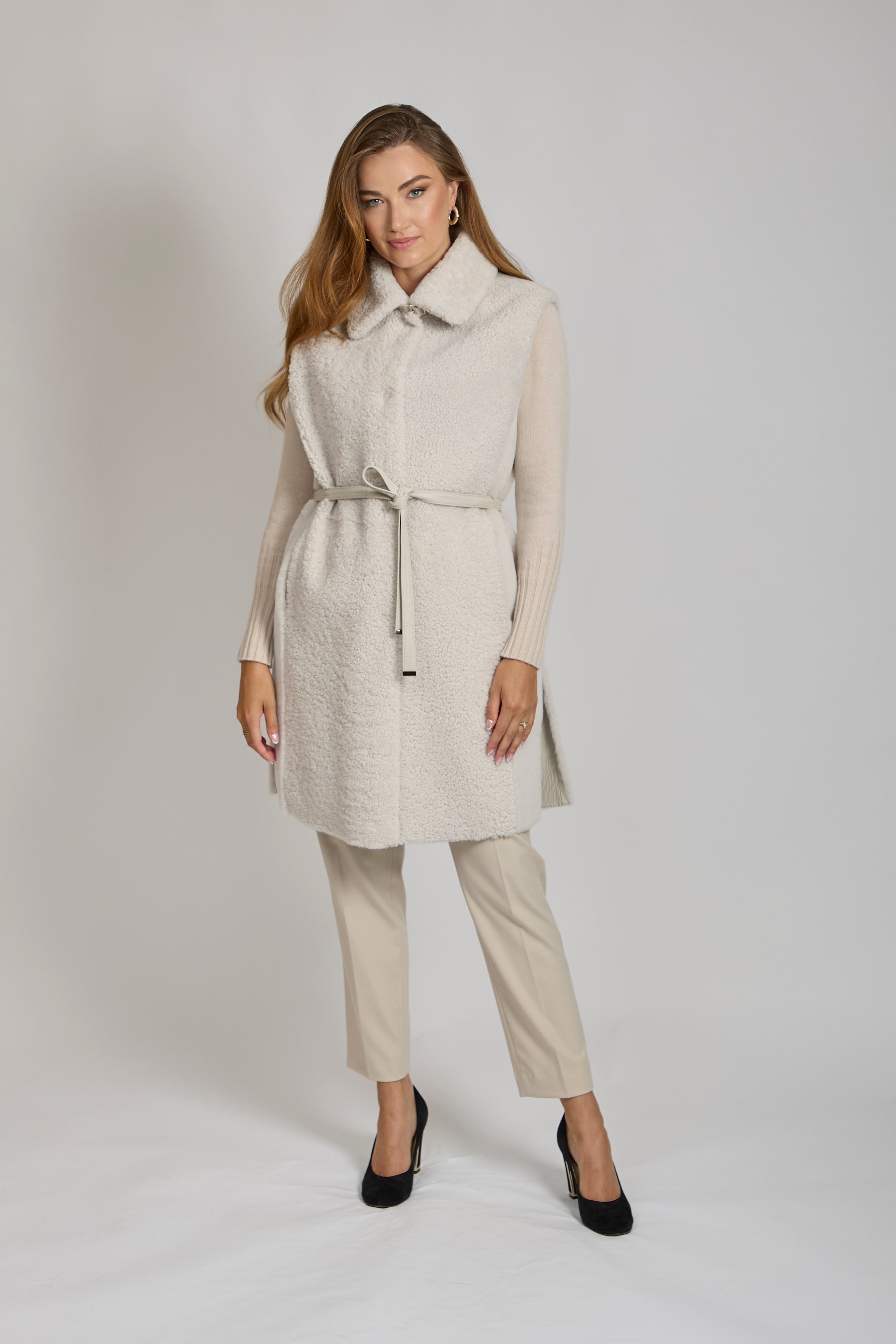 Gilet réversible en peau lainée - Lait