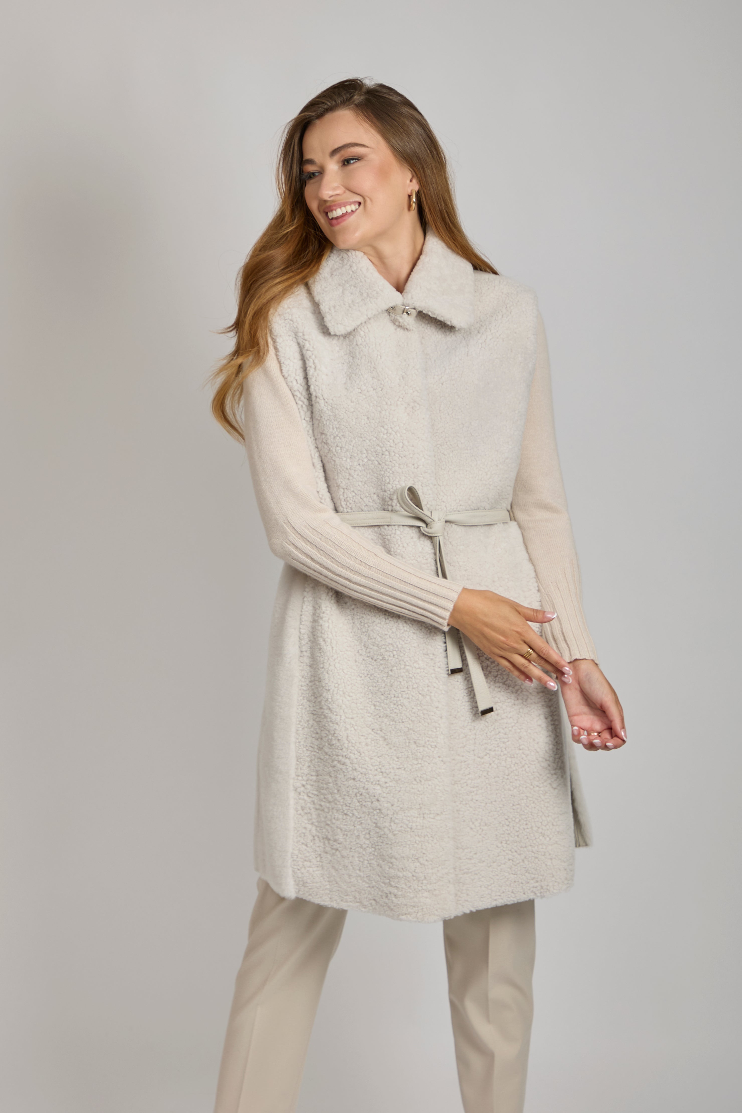 Gilet réversible en peau lainée - Lait