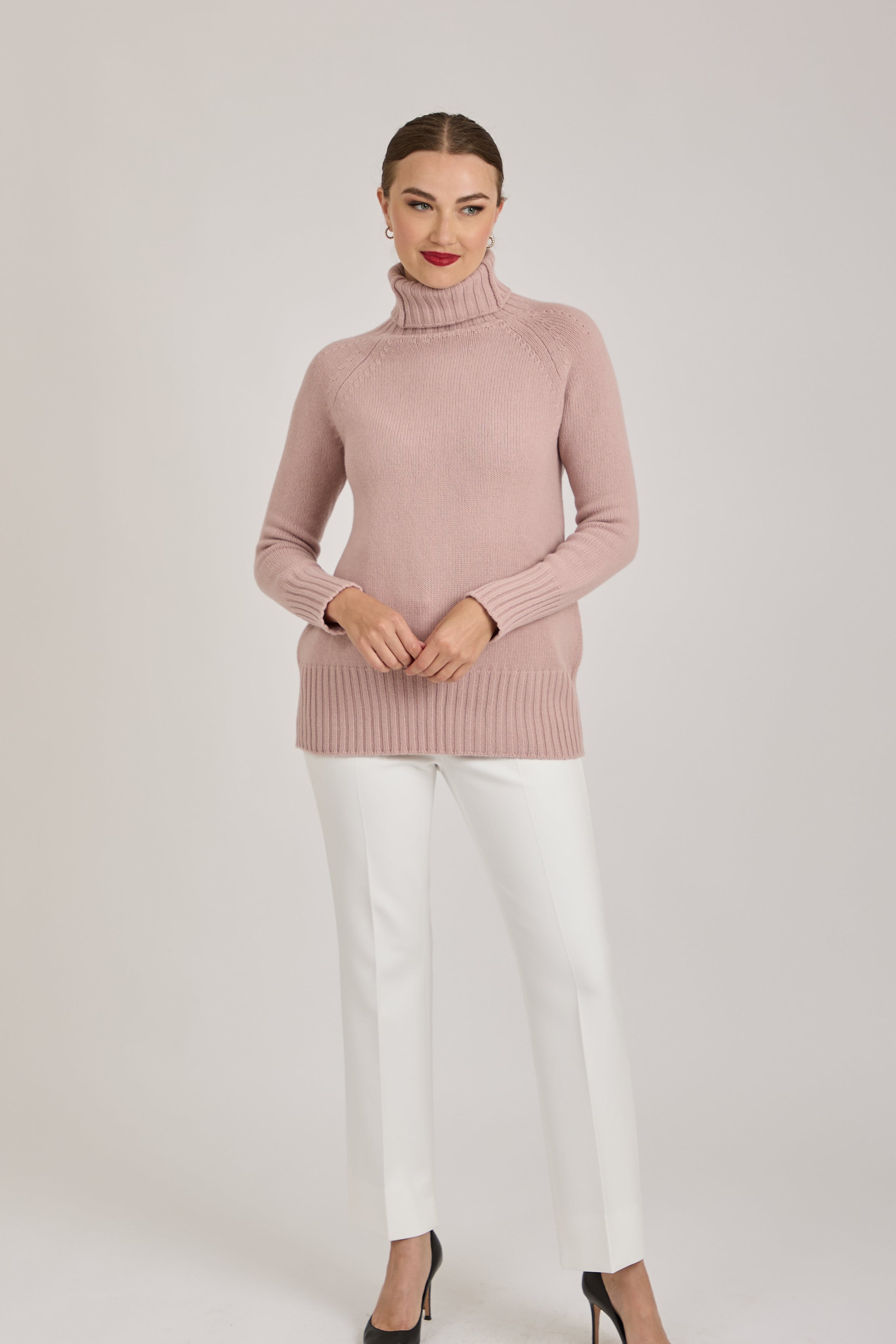 HIGH NECK JUMPER-ROSE