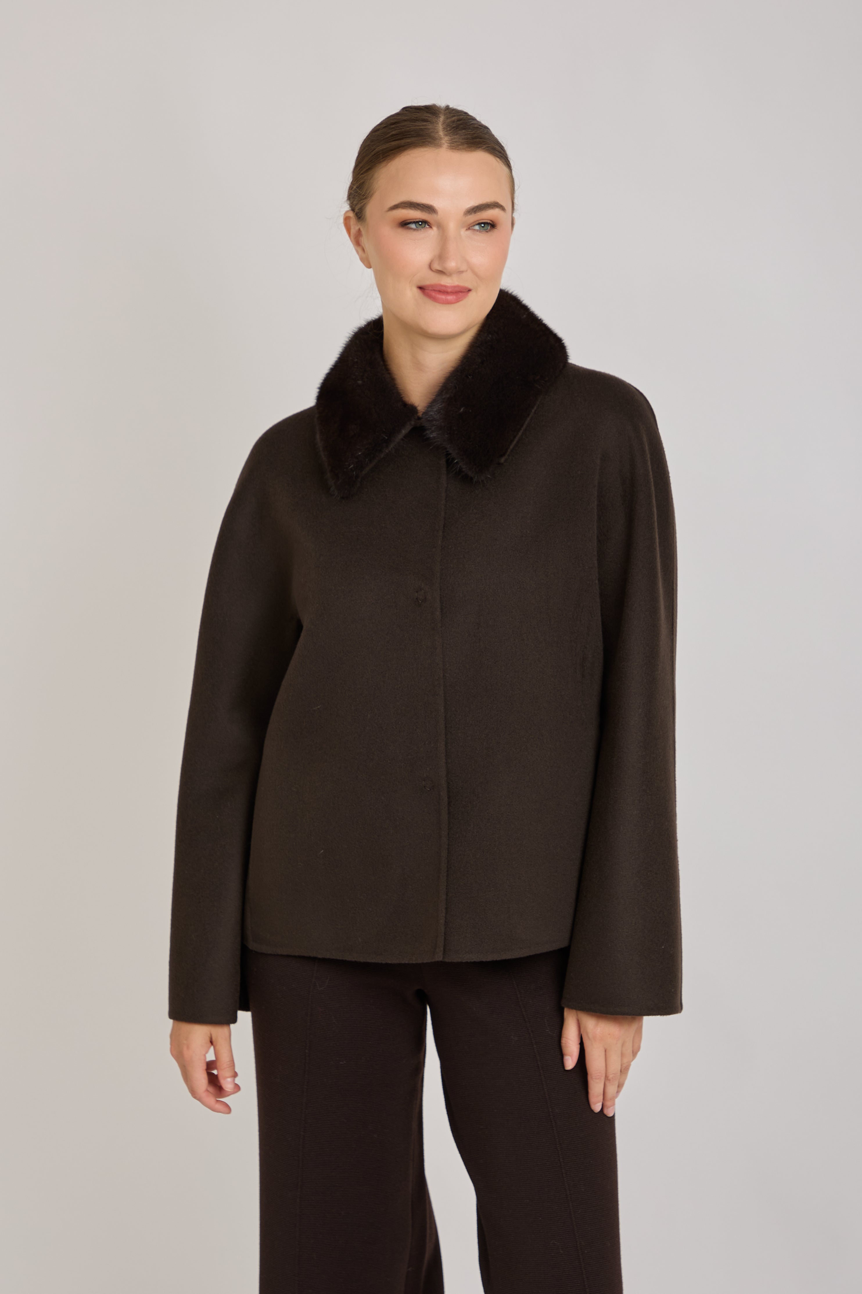 JACKET WITH MINK COLLAR-CARRUBA