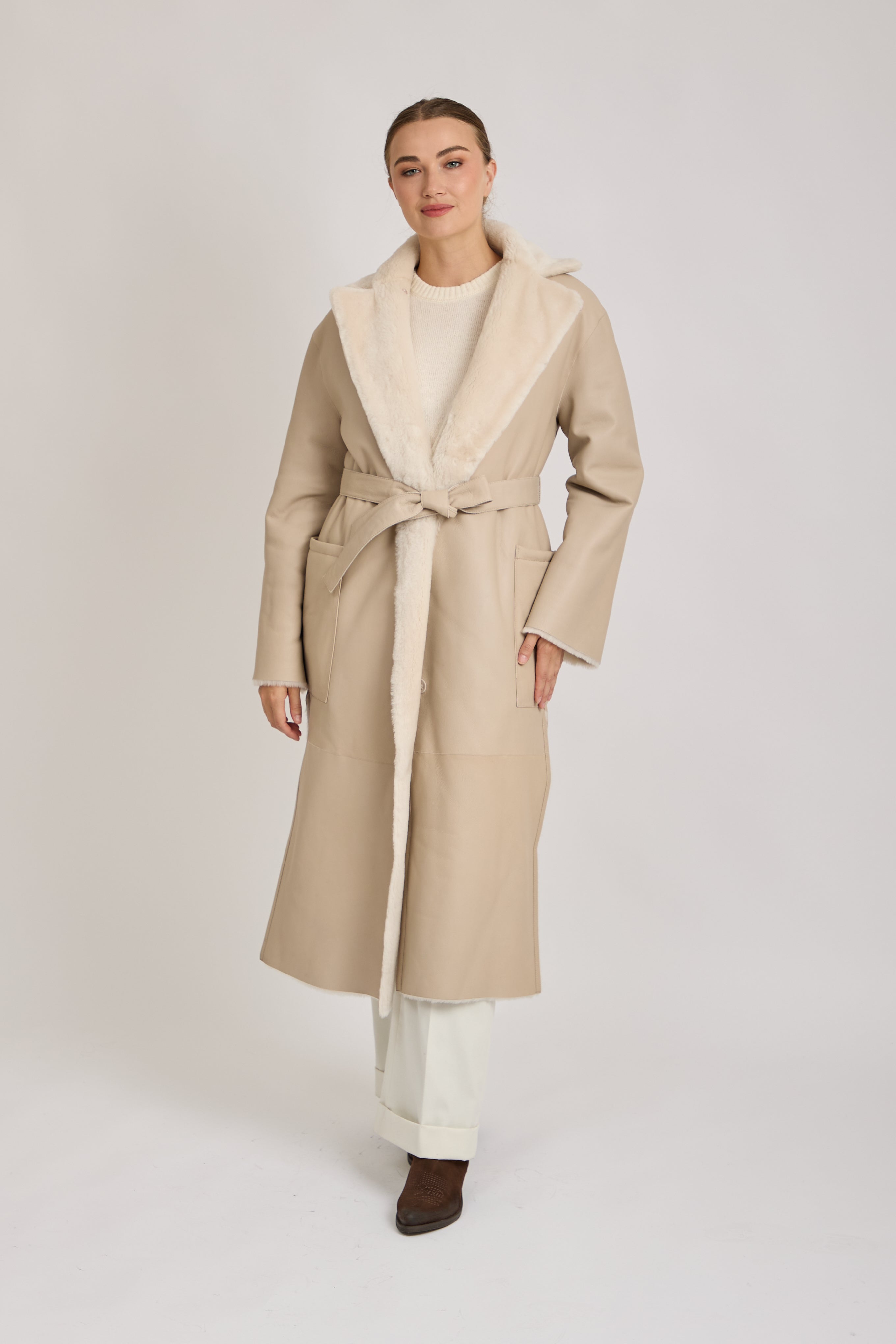 REVERSIBLE SHEARLING COAT- ANGORA