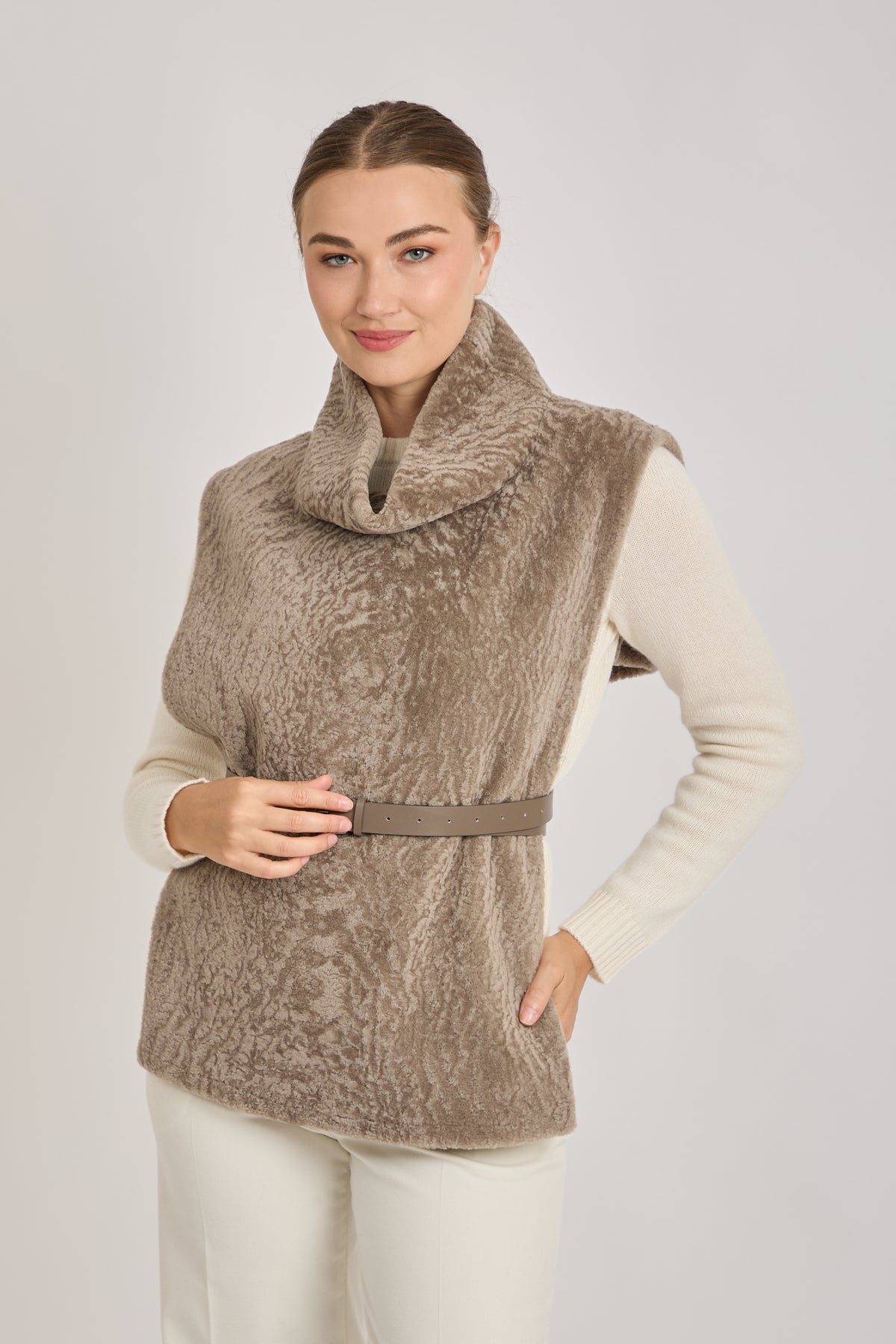 SHEARLING TOP-ANGORA