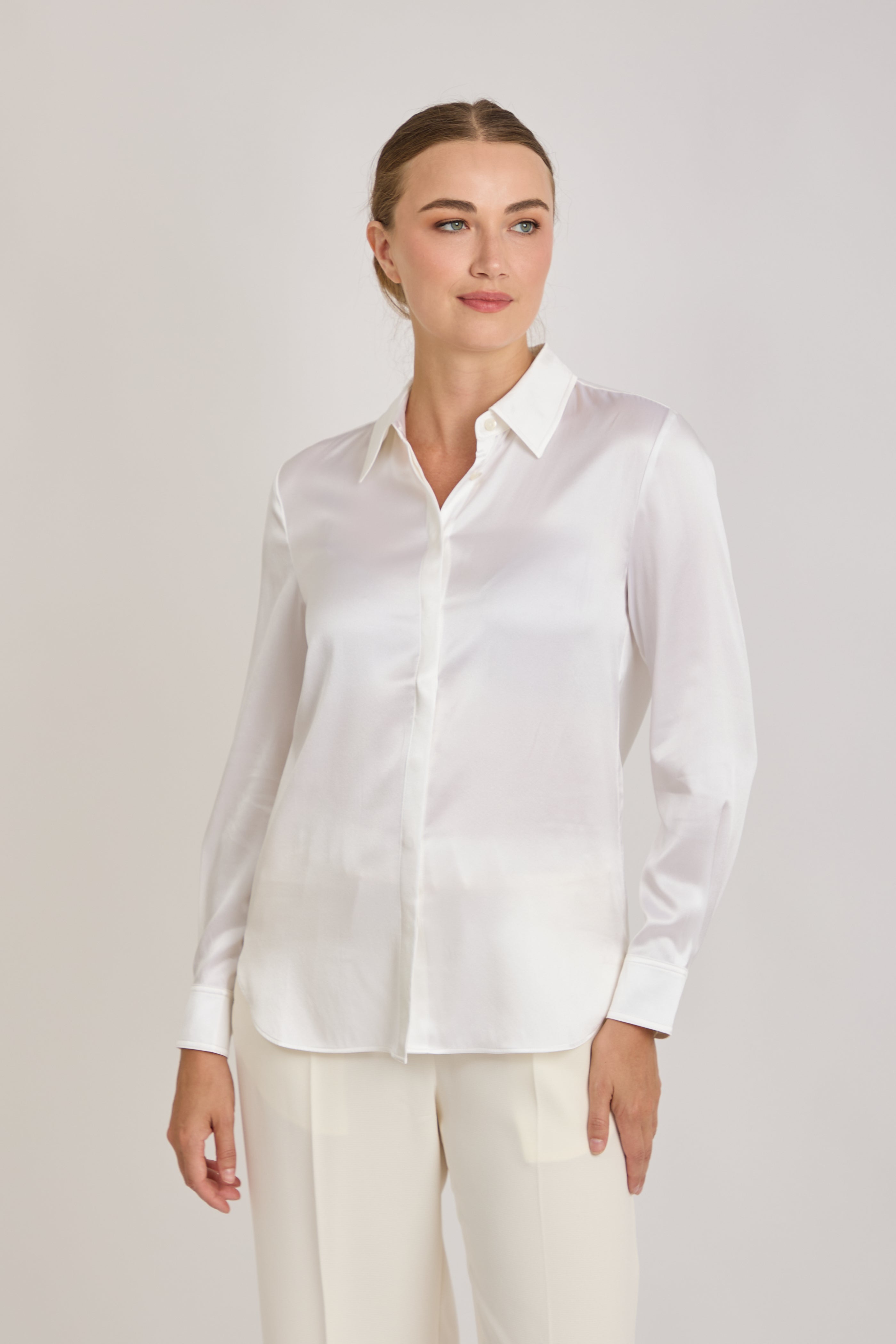 SILK SHIRT-OFF WHITE