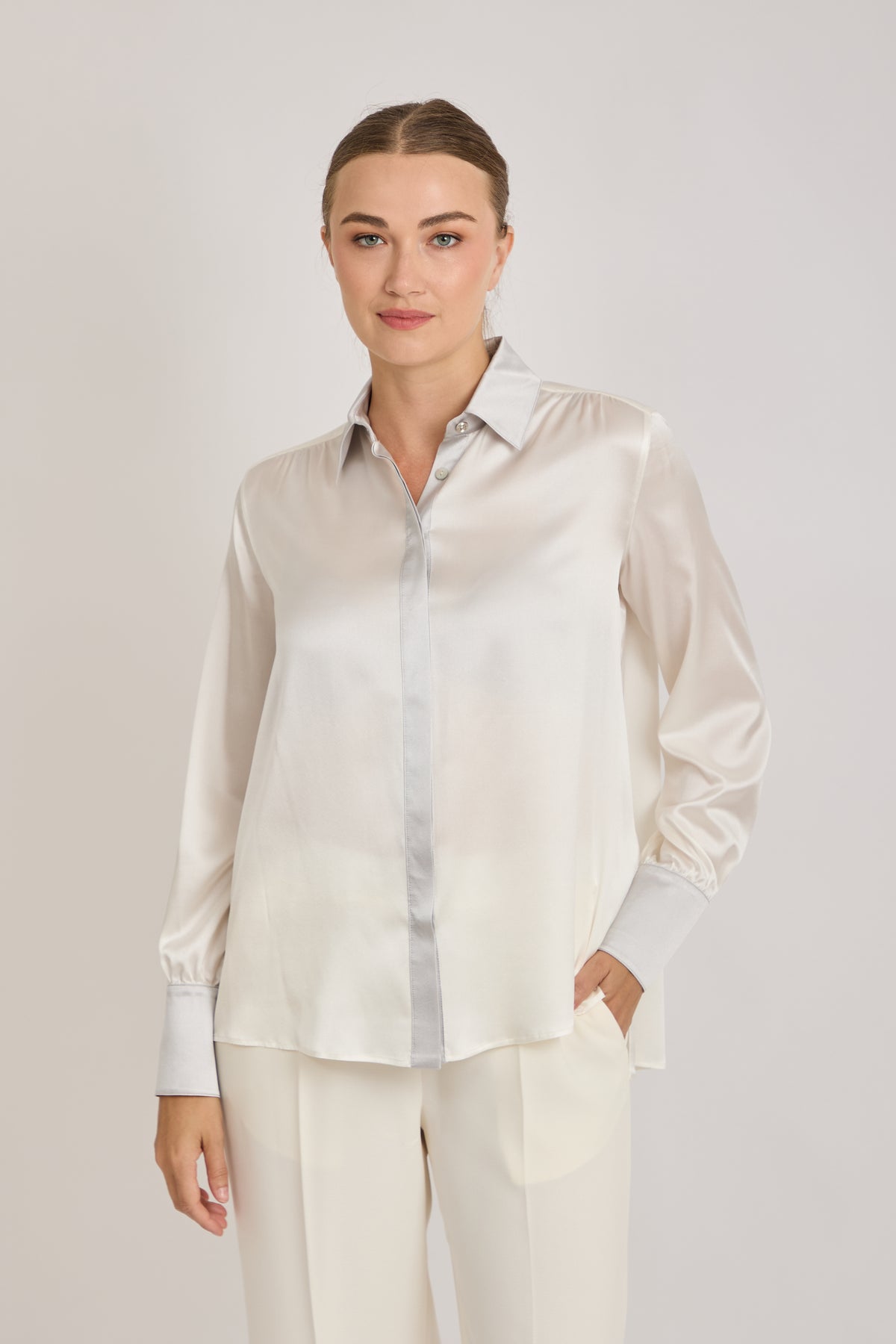 SILK SHIRT-LATTE