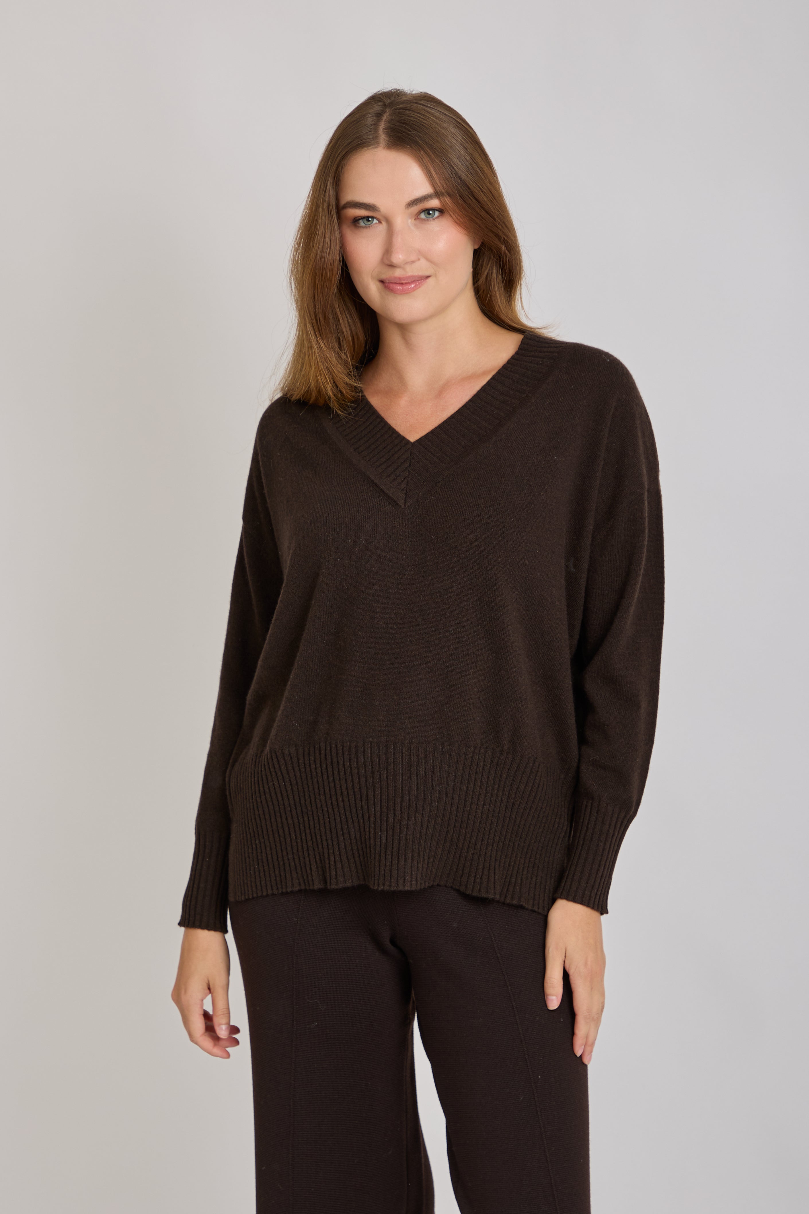 V NECK CASHMERE JUMPER-AMERICANO