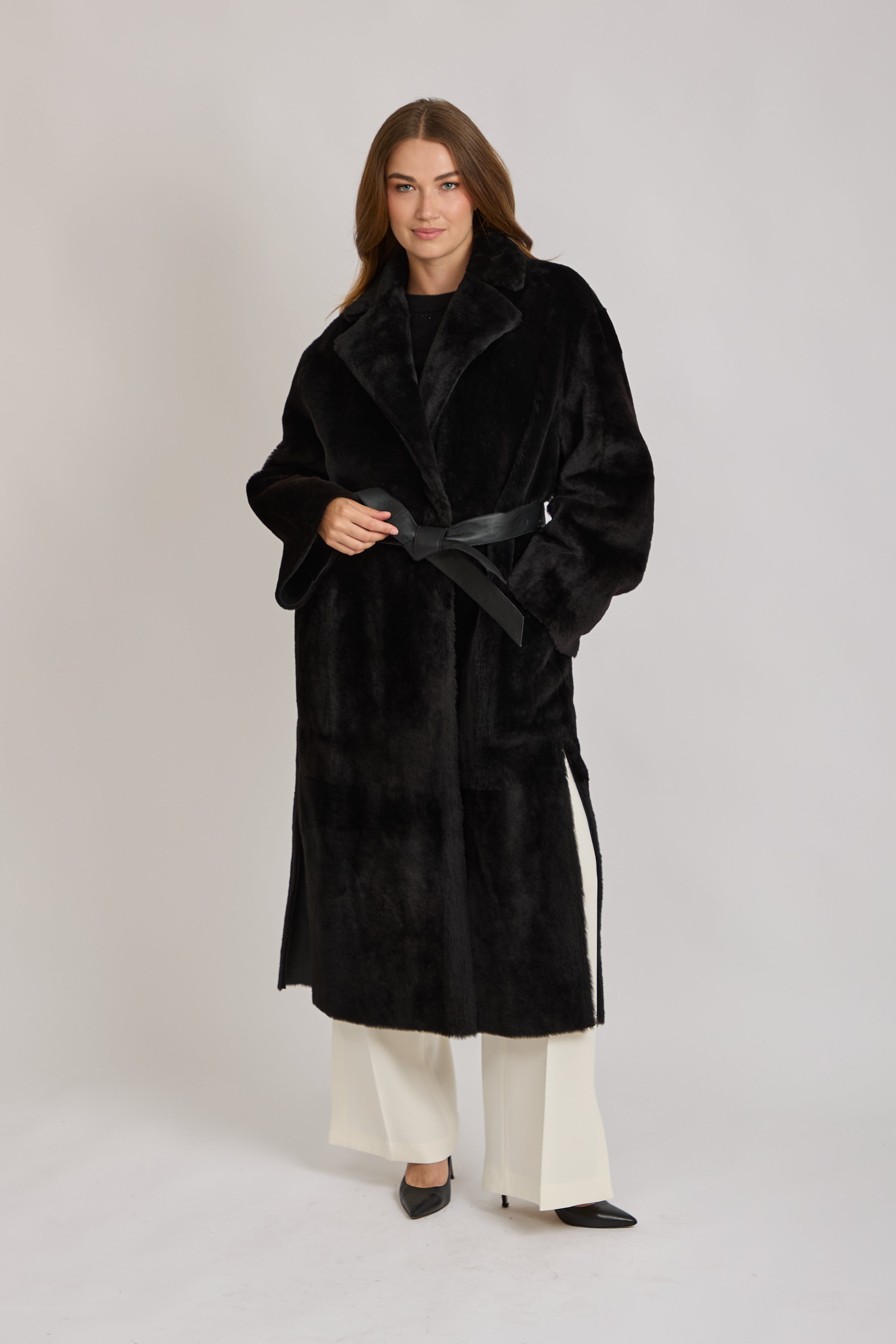 REVERSIBLE SHEARLING COAT-BLACK