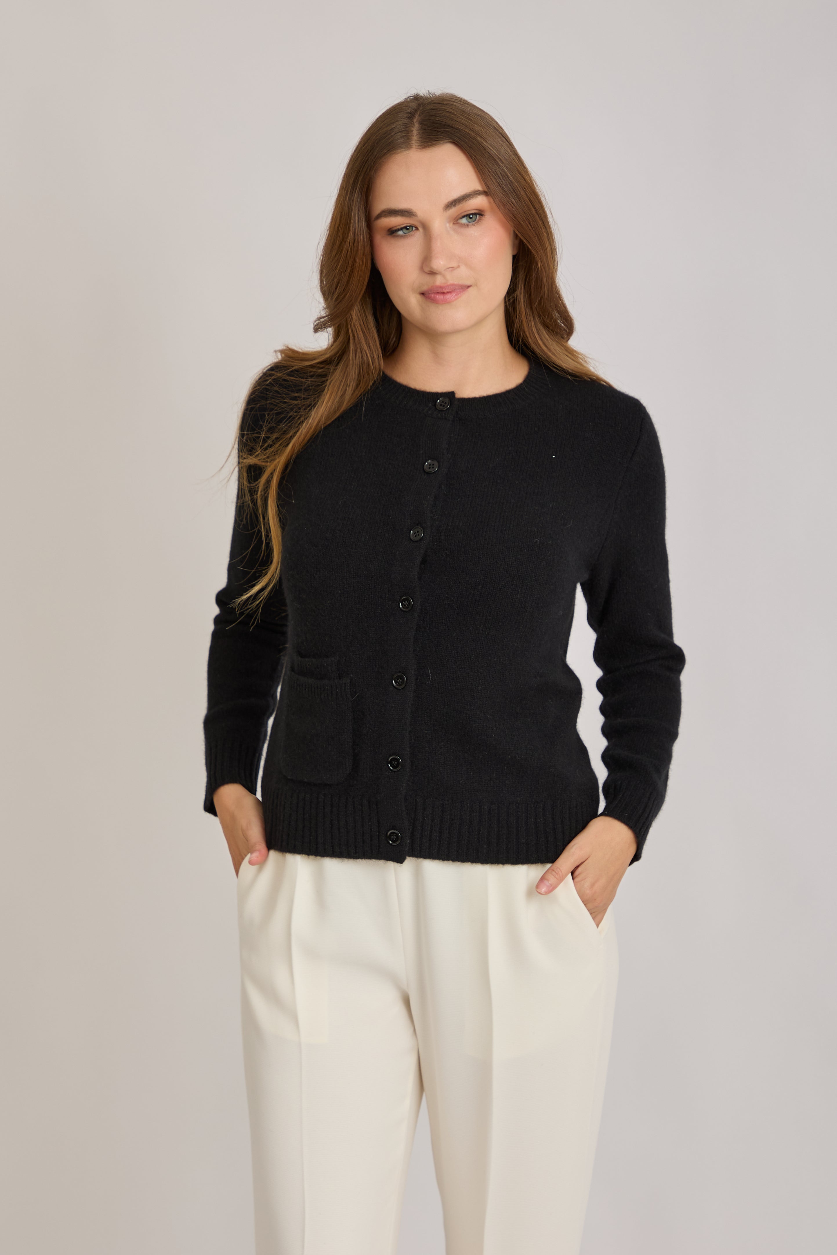 CASHMERE CARDIGAN-BLACK