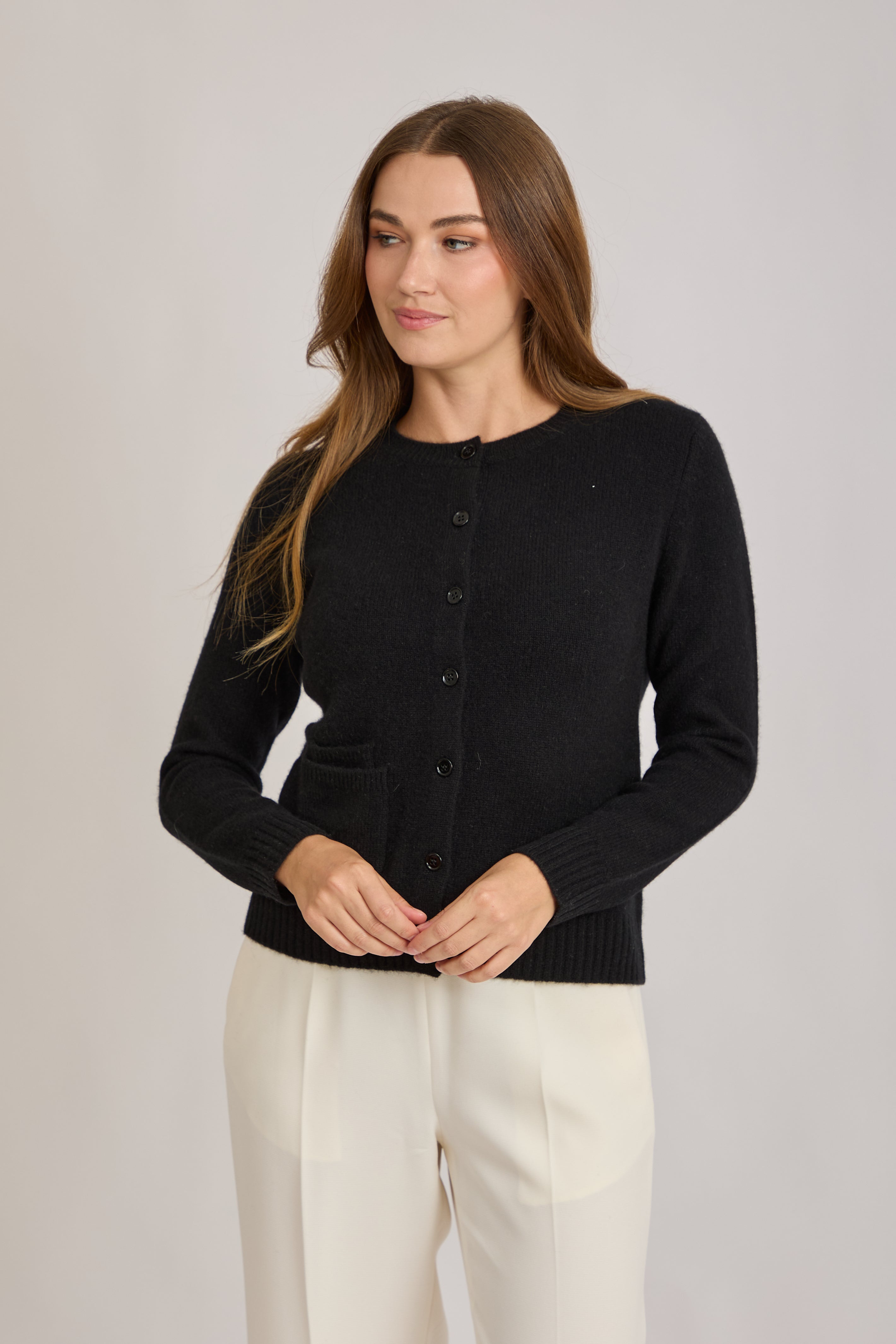 CASHMERE CARDIGAN-BLACK