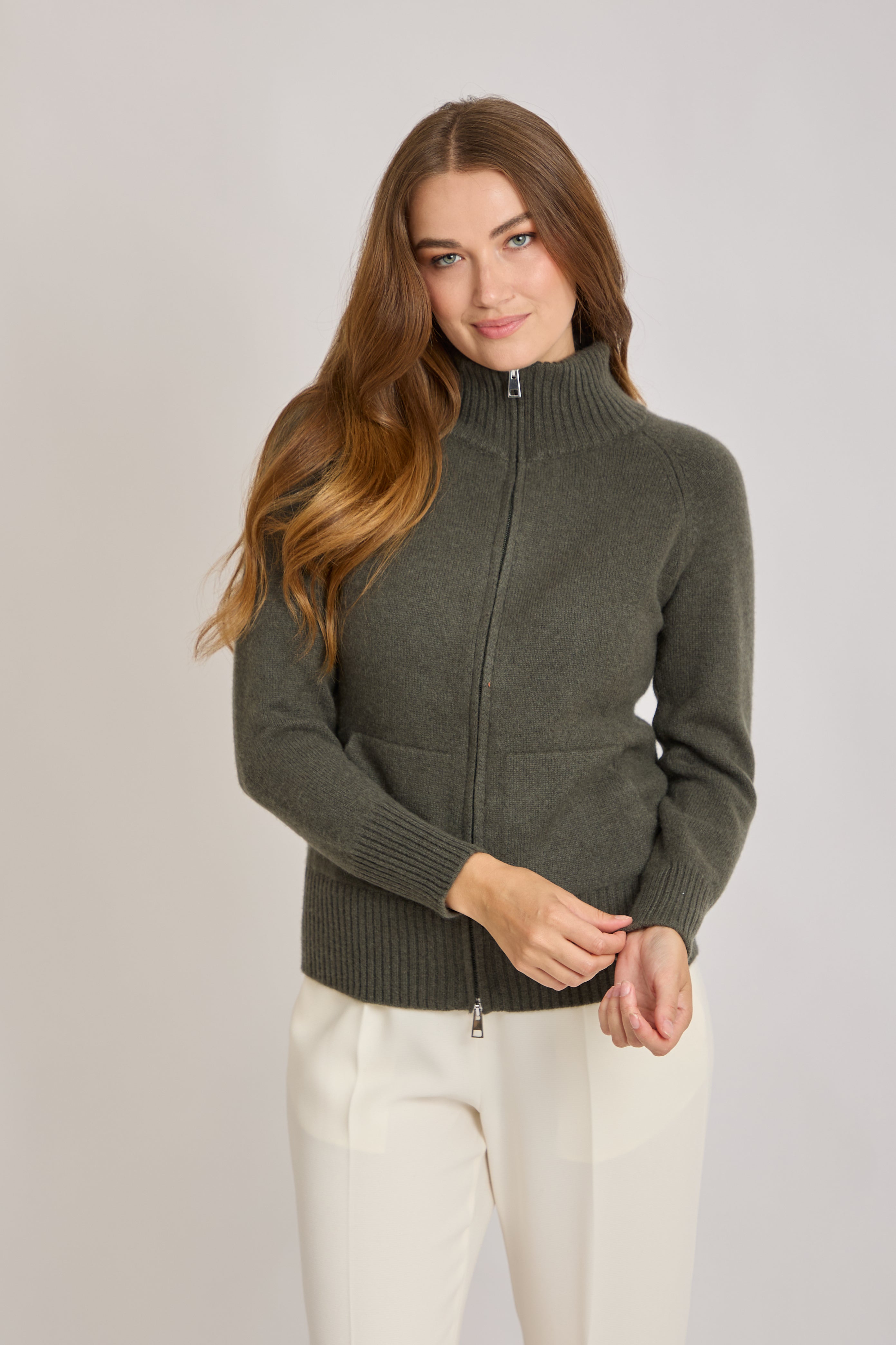 CASHMERE CARDIGAN - KAKI