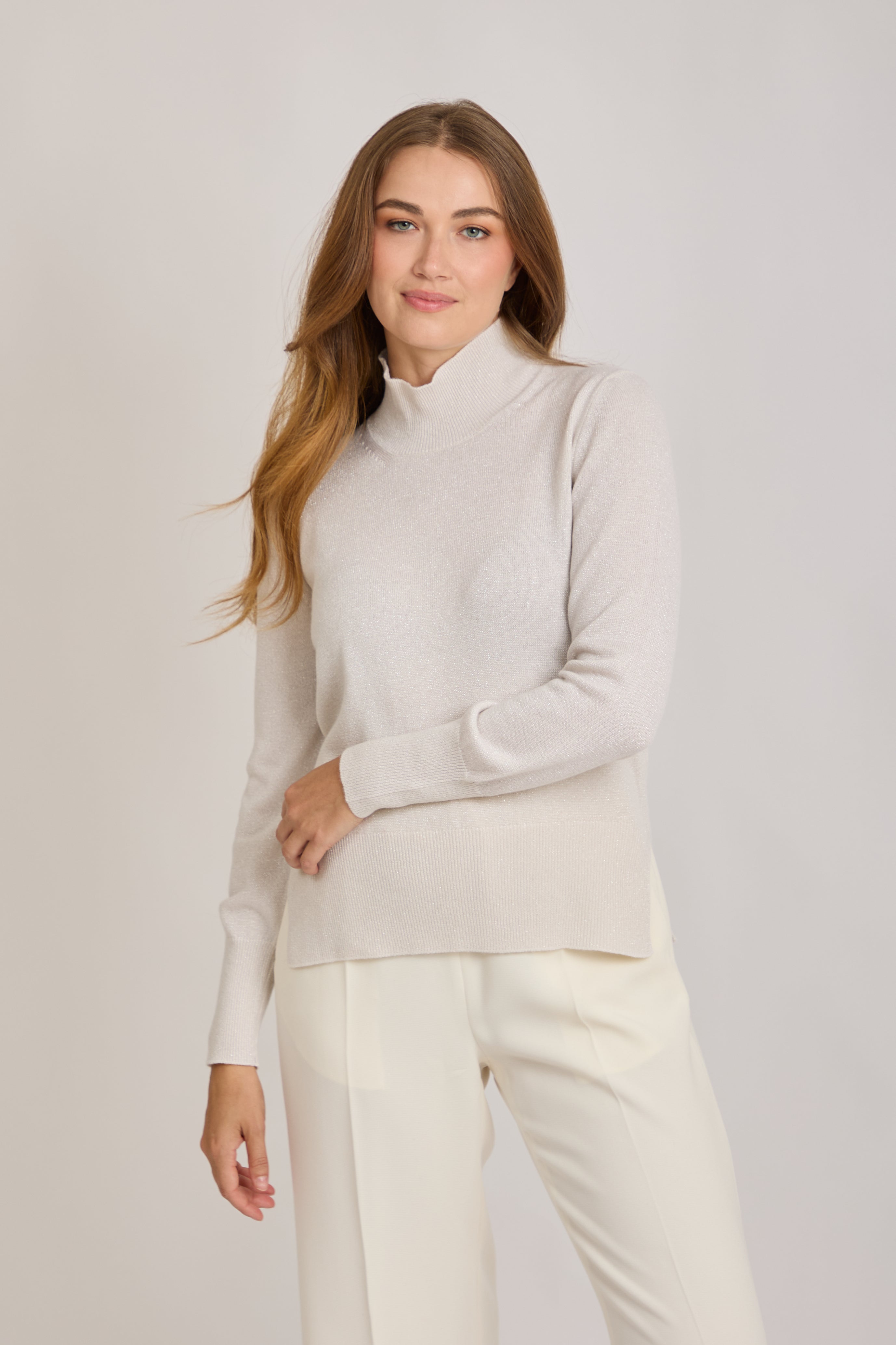 HIGH NECK JUMPER-OFF WHITE