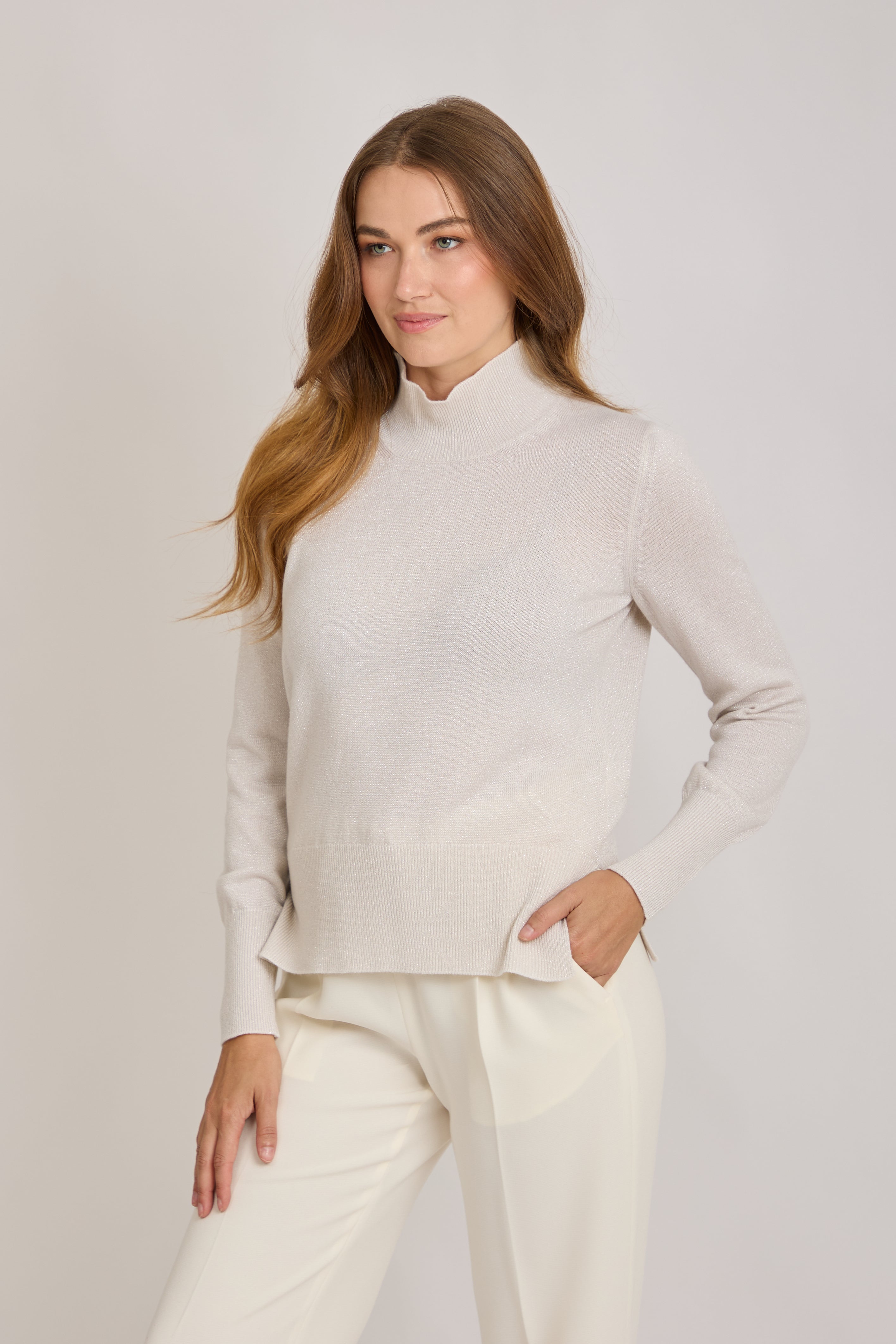 HIGH NECK JUMPER-OFF WHITE