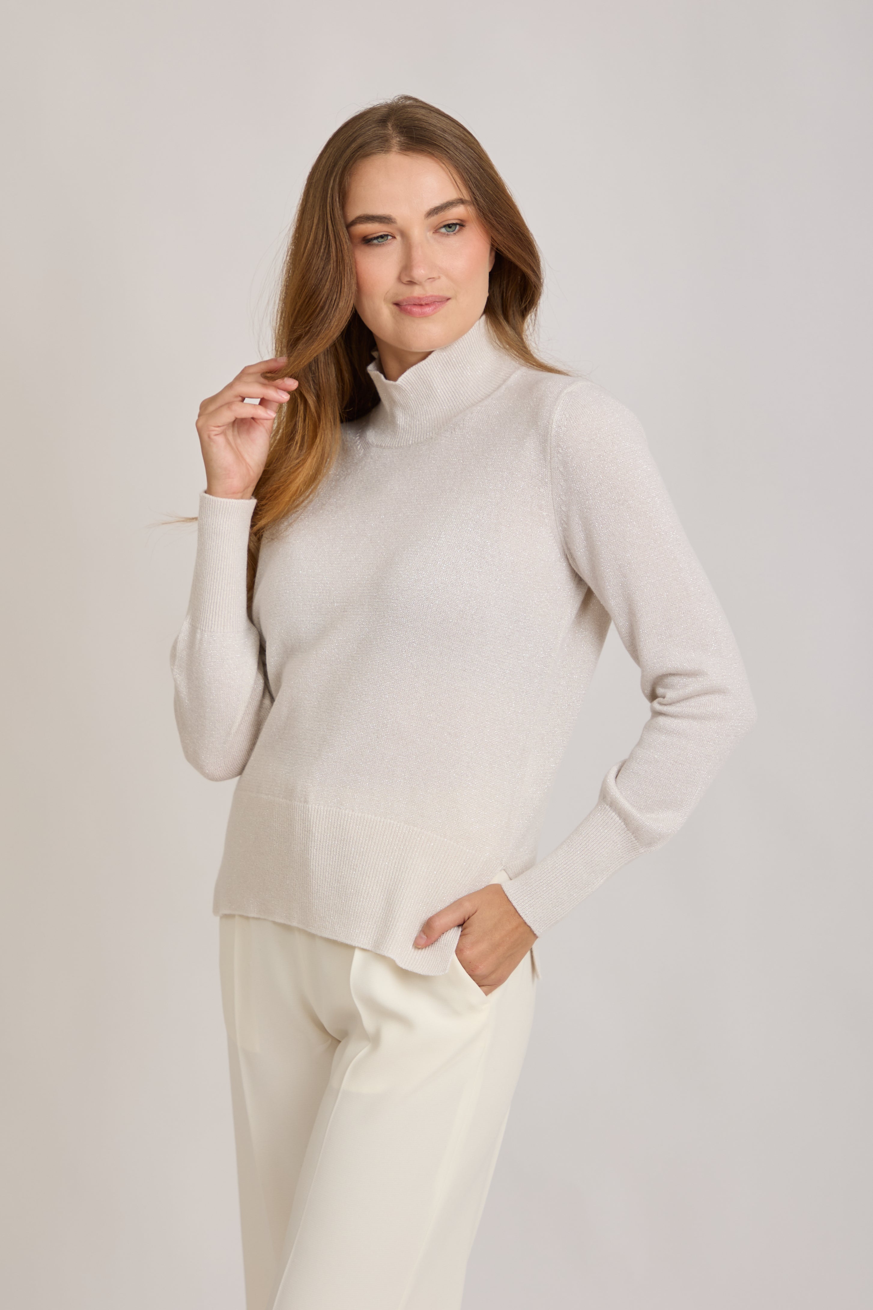 HIGH NECK JUMPER-OFF WHITE