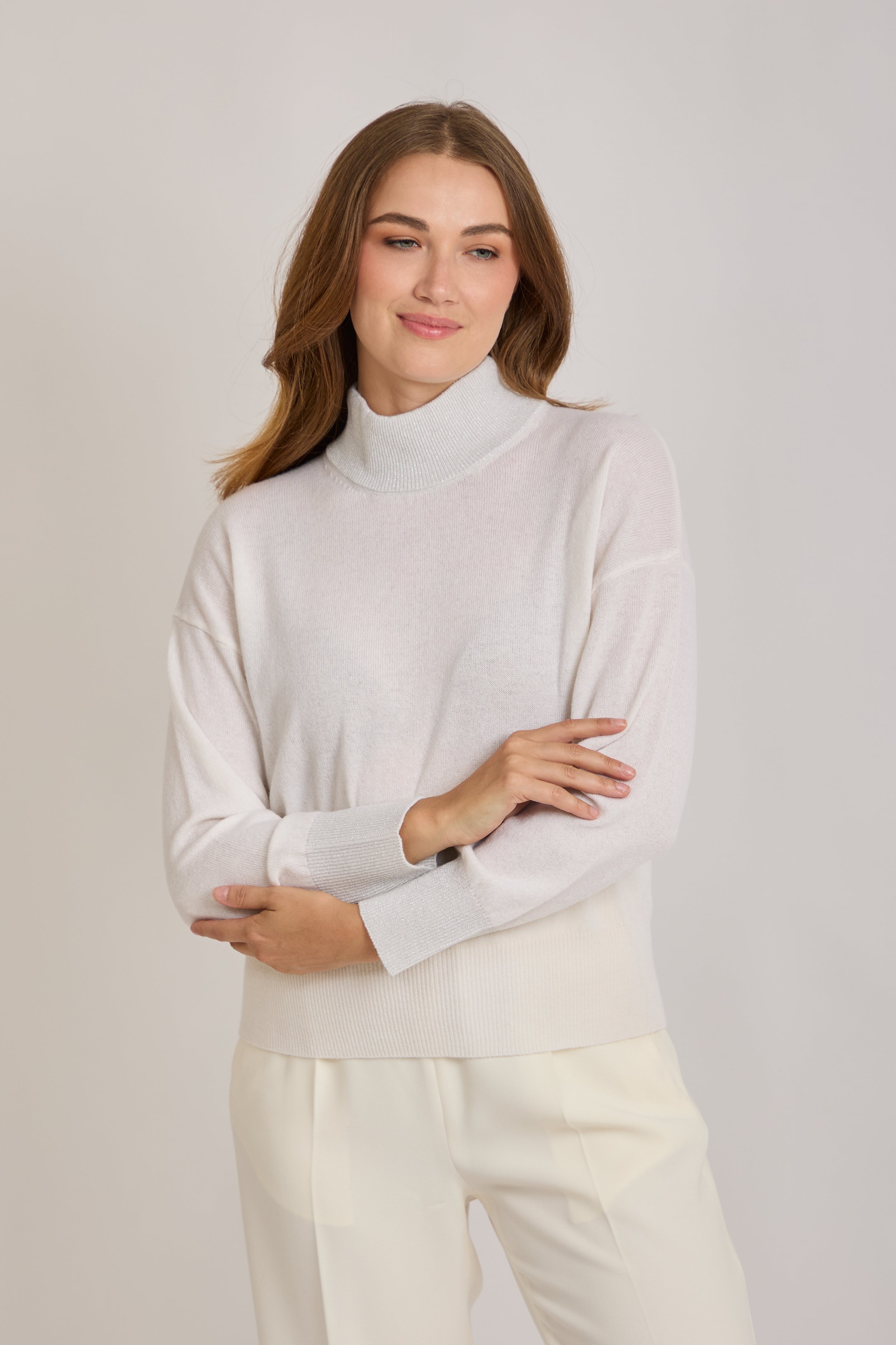TURTLE NECK JUMPER WITH LUREX DETAILS- CANDICO
