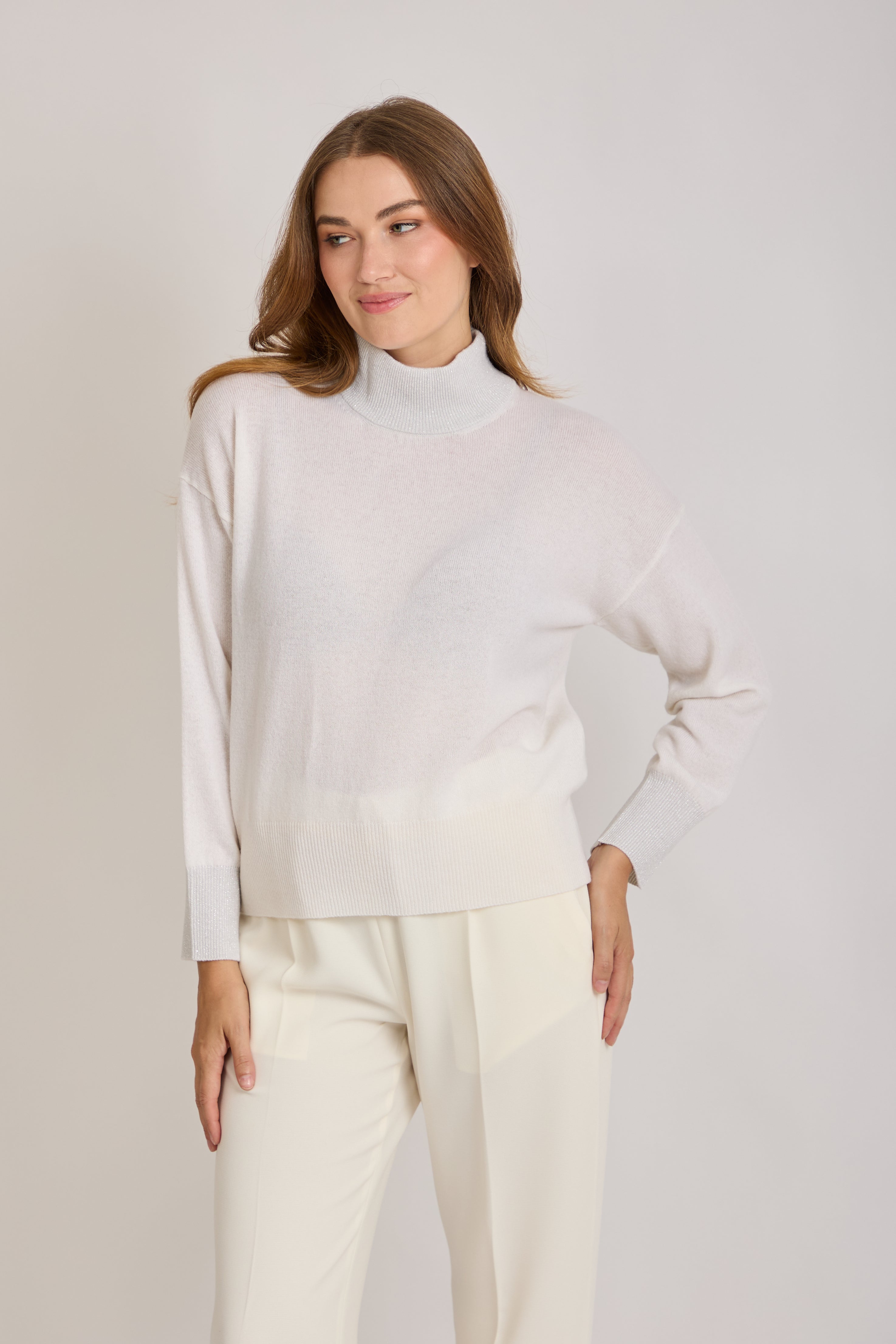 TURTLE NECK JUMPER WITH LUREX DETAILS- CANDICO