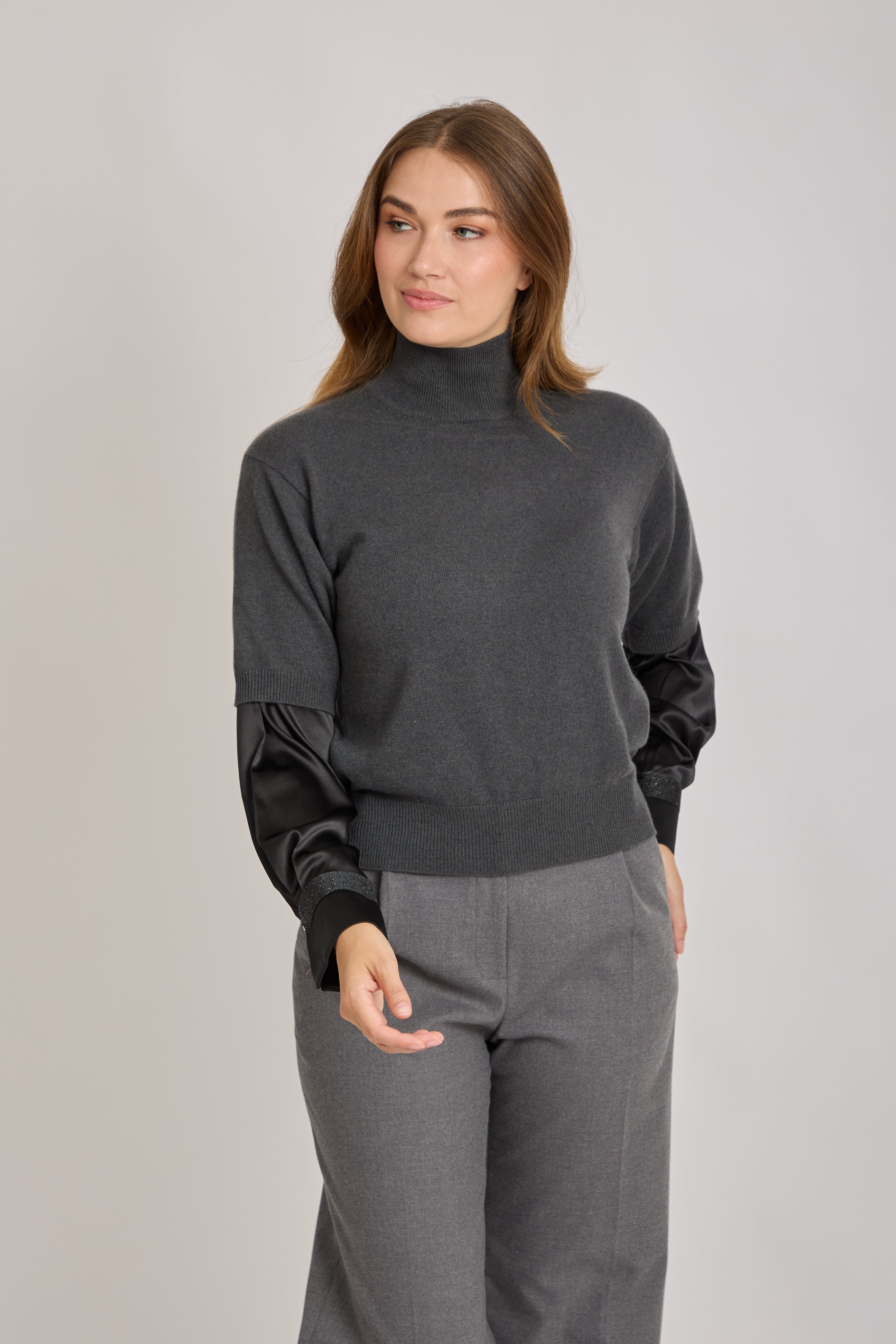 HIGH NECK JUMPER-GRIGIO
