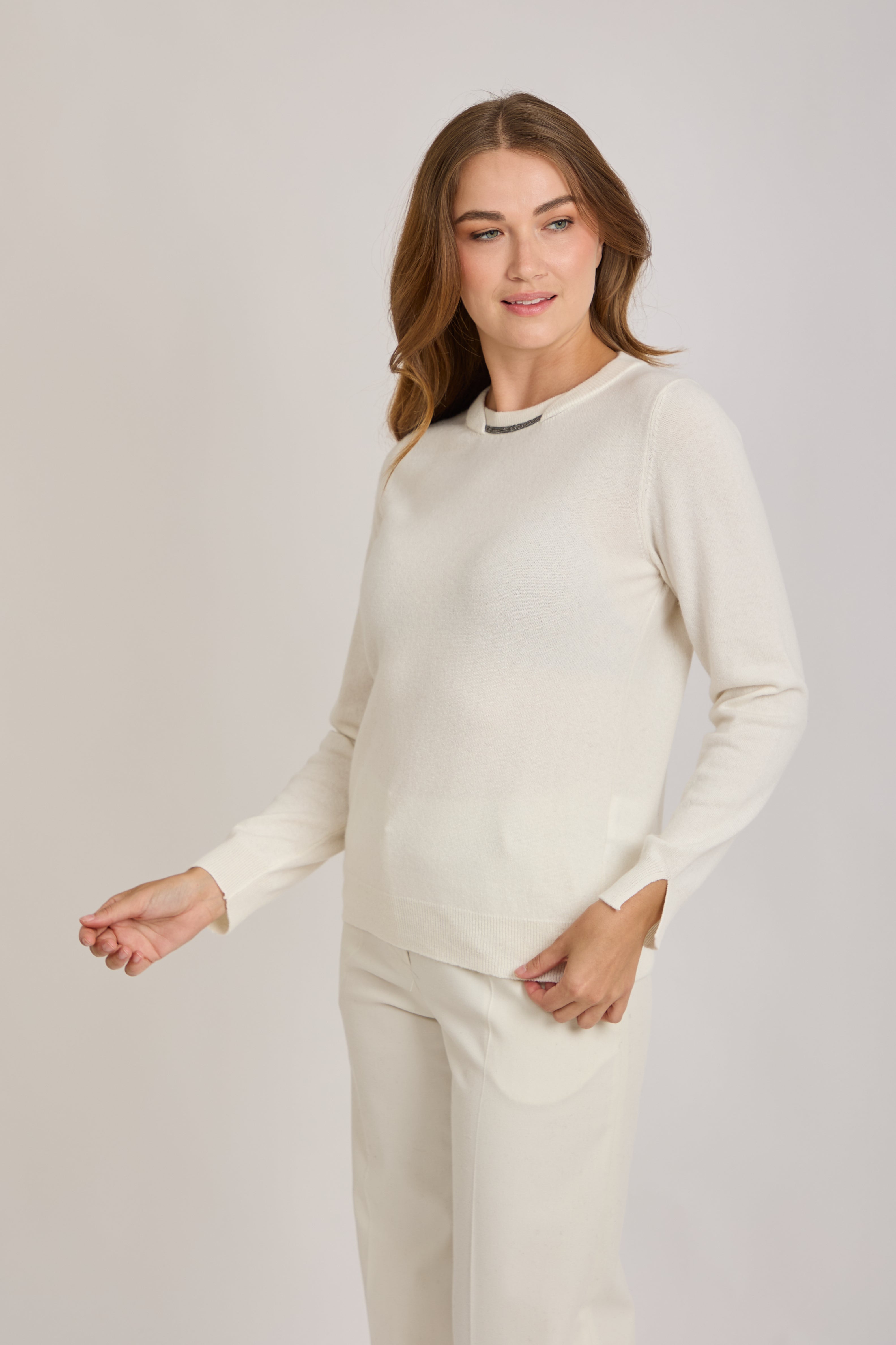 CASHMERE JUMPER WITH DETAILS- WHITE